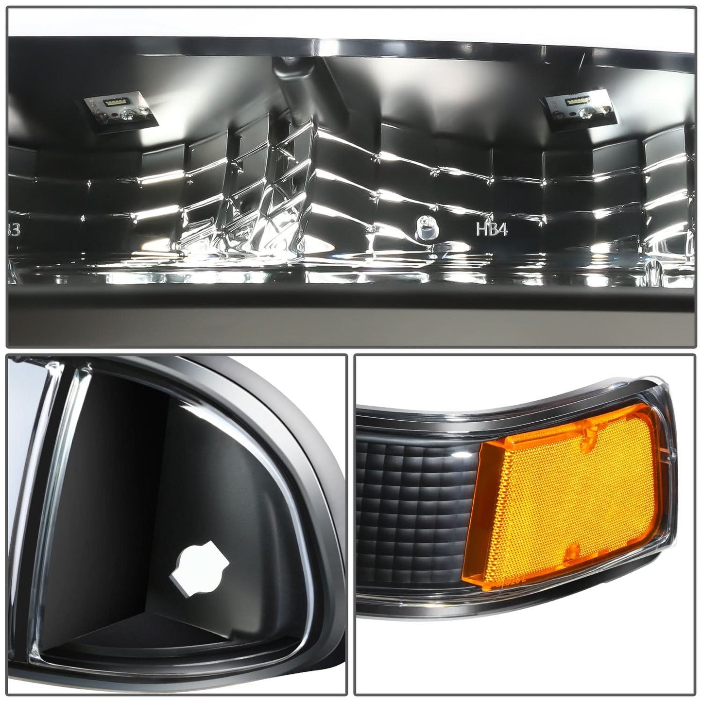 98-04 Chevrolet Blazer S10 LED Switchback L-Pattern Headlights Black