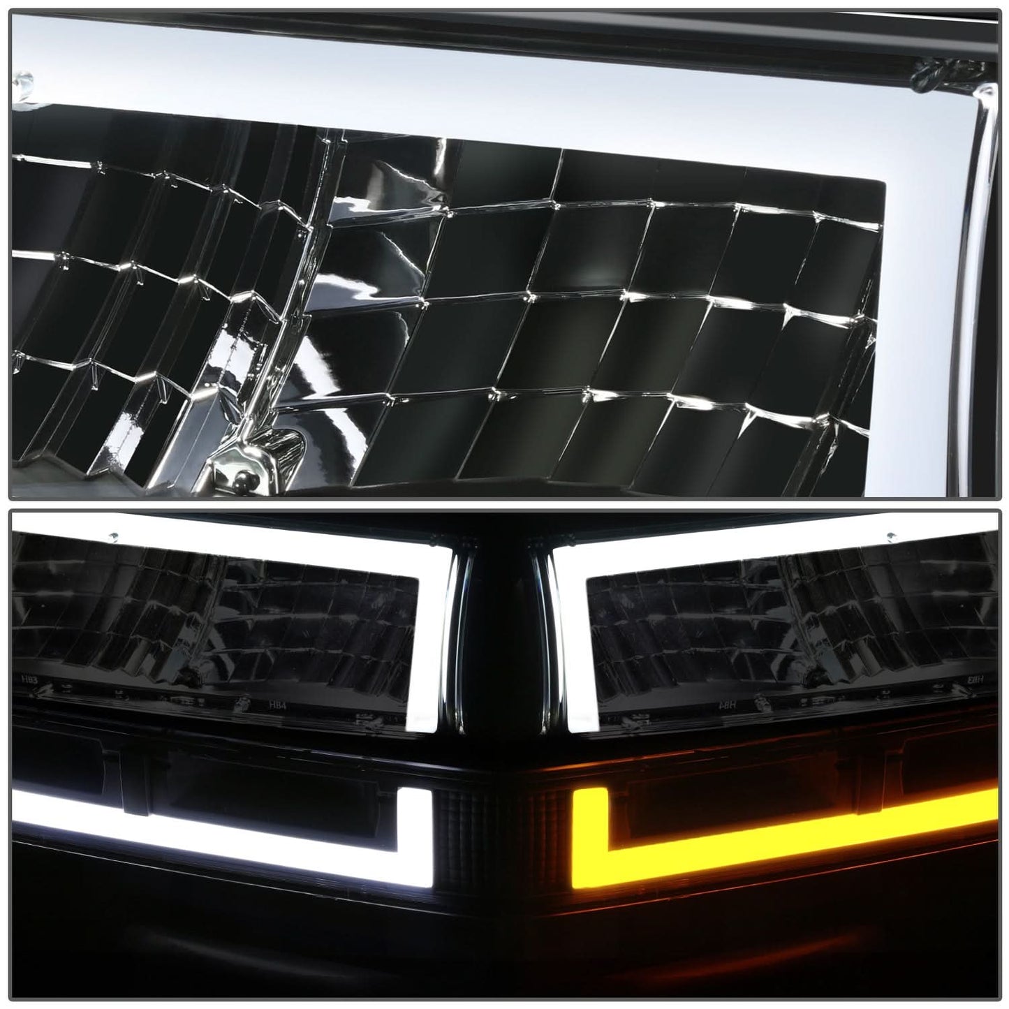 98-04 Chevrolet Blazer S10 LED Switchback L-Pattern Headlights Black