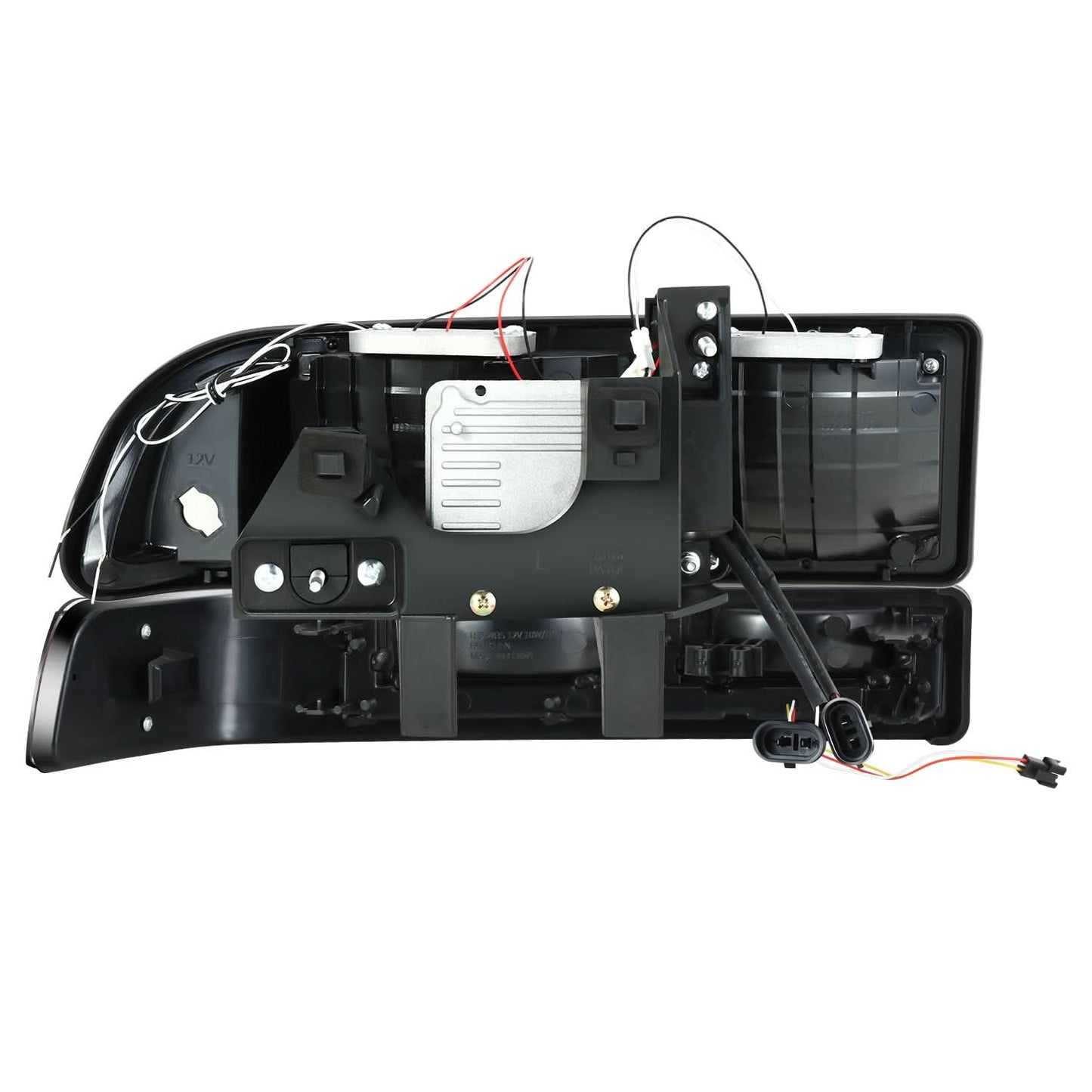 98-04 Chevrolet Blazer S10 LED Switchback L-Pattern Headlights Black