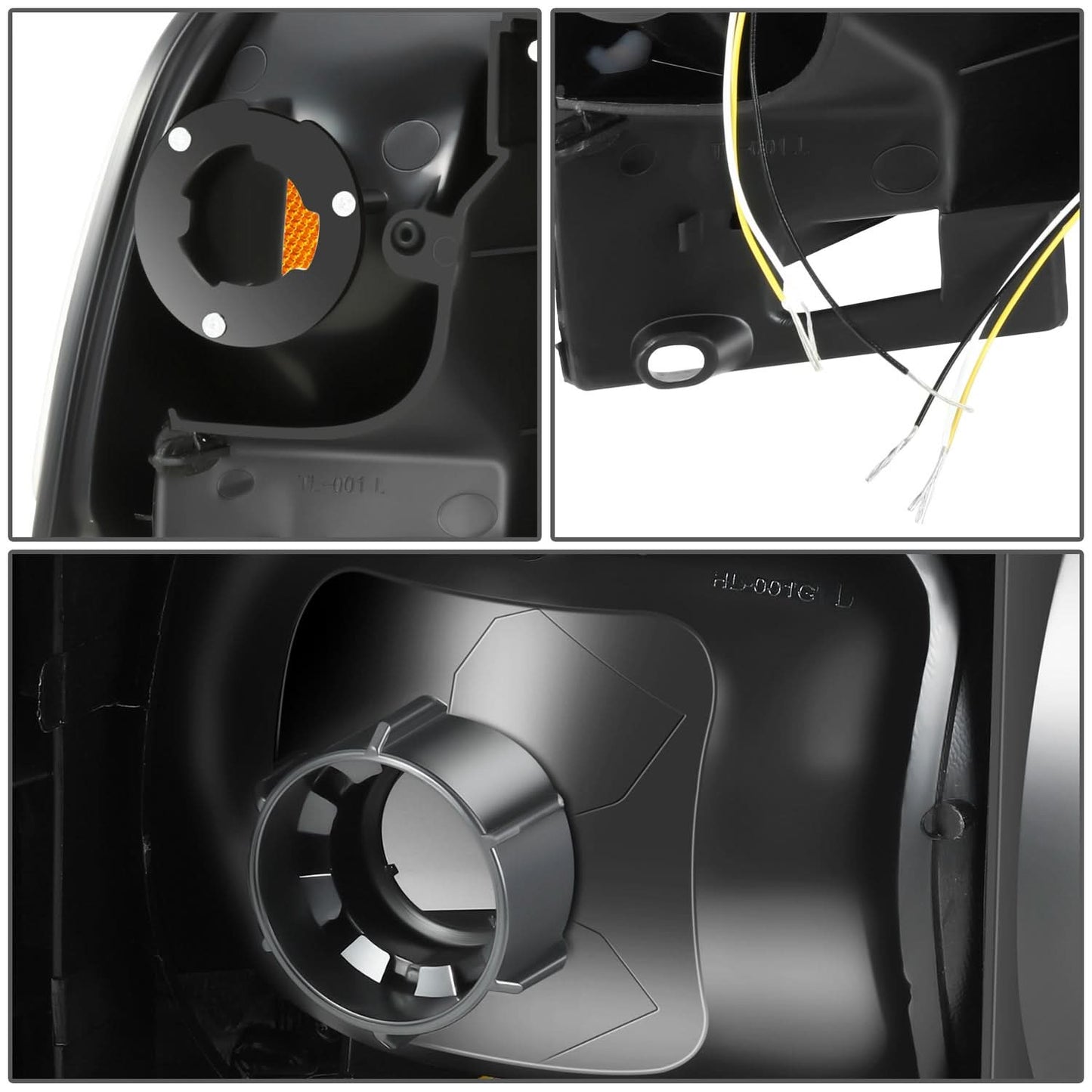 4PC LED Bar Headlights - Clear Lens Amber Reflector Black Housing