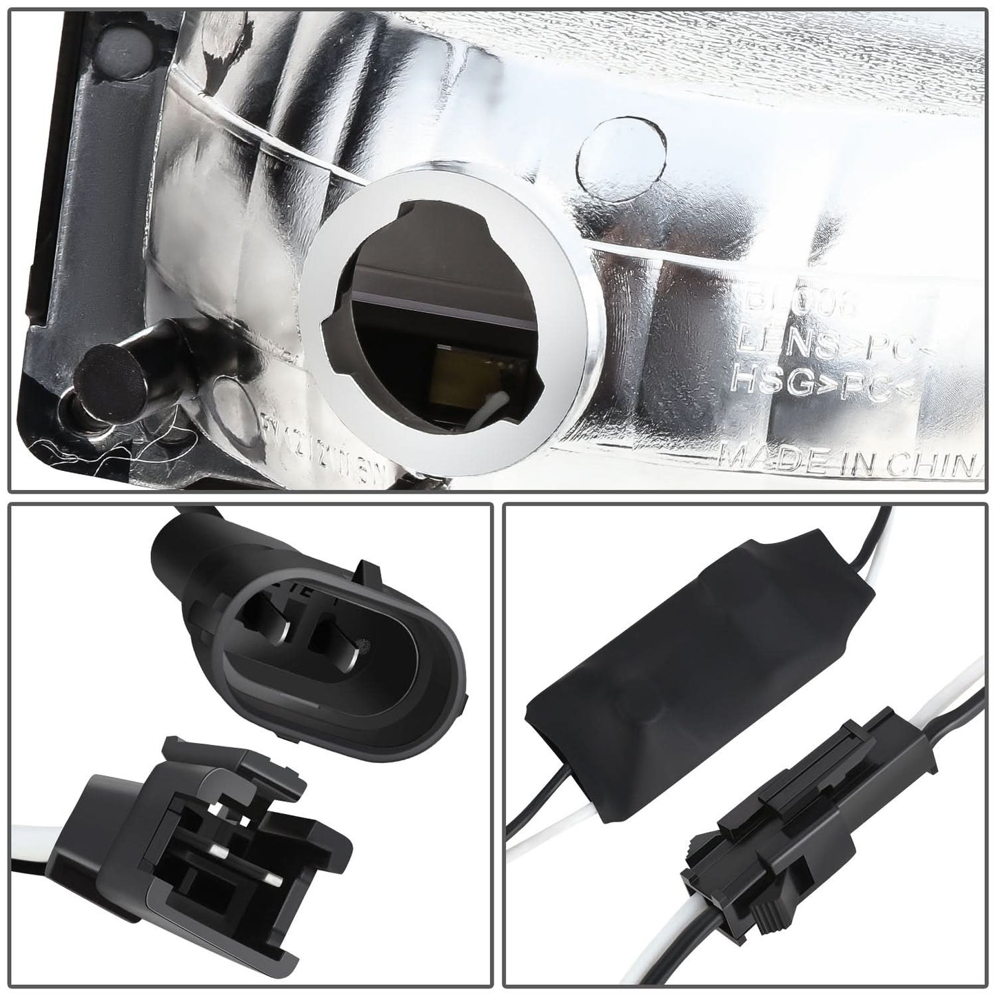 Smoke Lens Amber Reflector Chrome Housing LED Bar Headlights 8pcs
