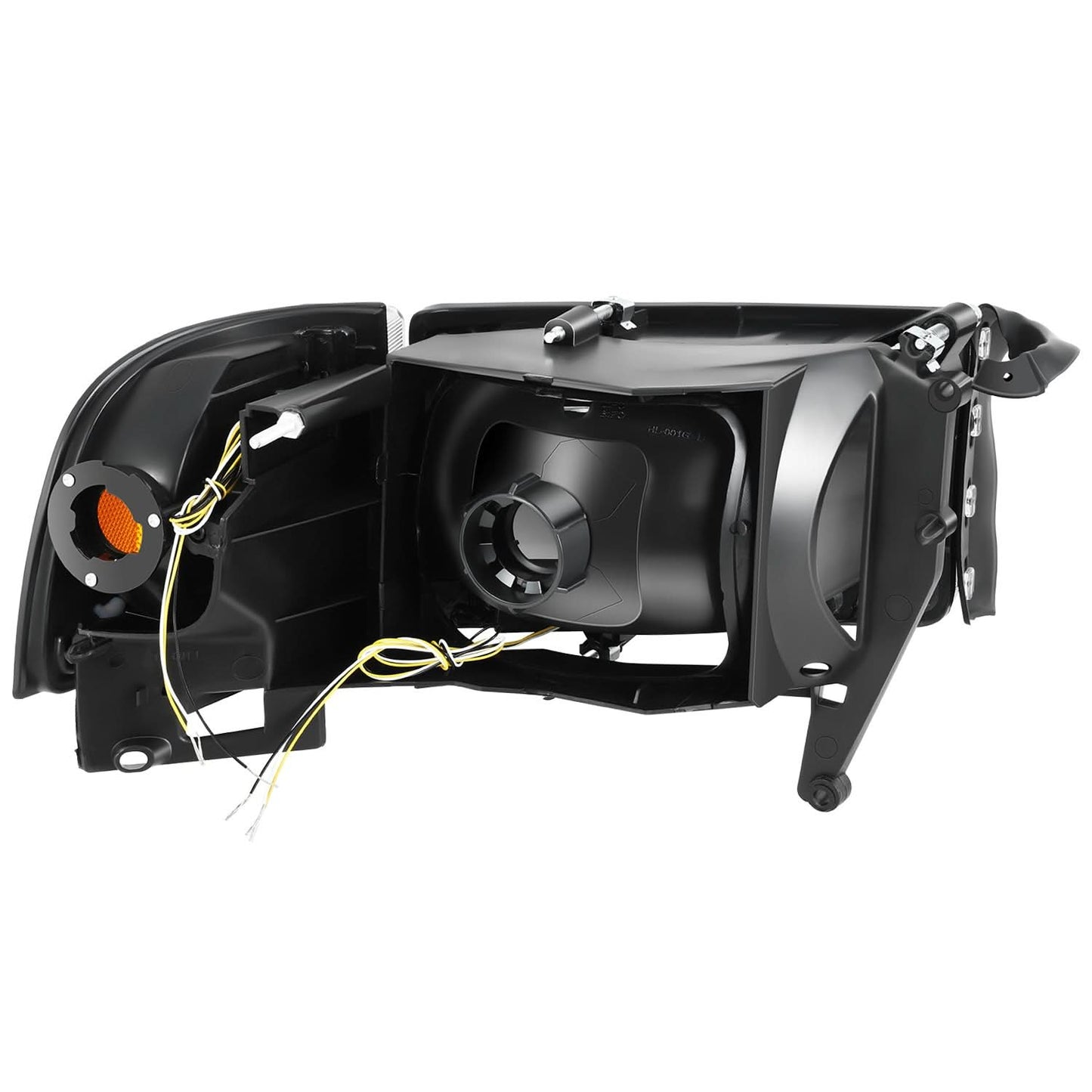 Clear Lens Amber Reflector Black Housing LED Bar Headlights 4-Piece