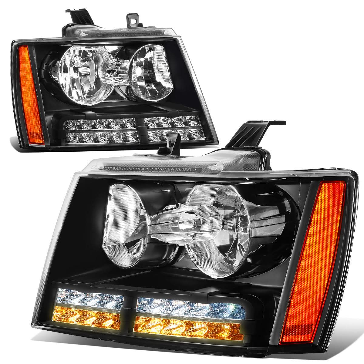 07-14 Chevrolet Tahoe Suburban Avalanche LED DRL Headlights Black