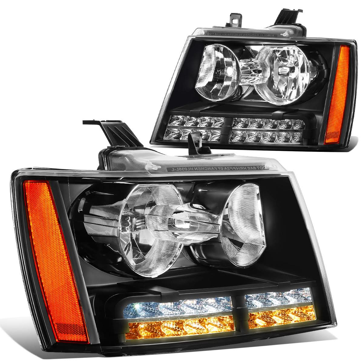 07-14 Chevrolet Tahoe Suburban Avalanche LED DRL Headlights Black