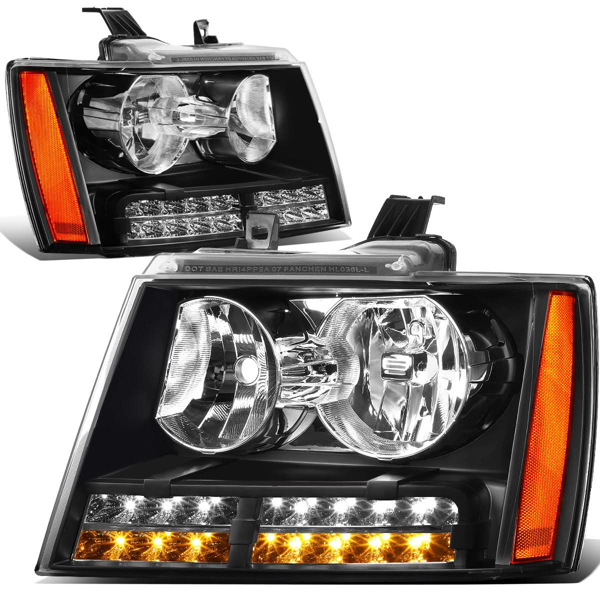 07-14 Chevrolet Tahoe Suburban Avalanche LED DRL Headlights Black
