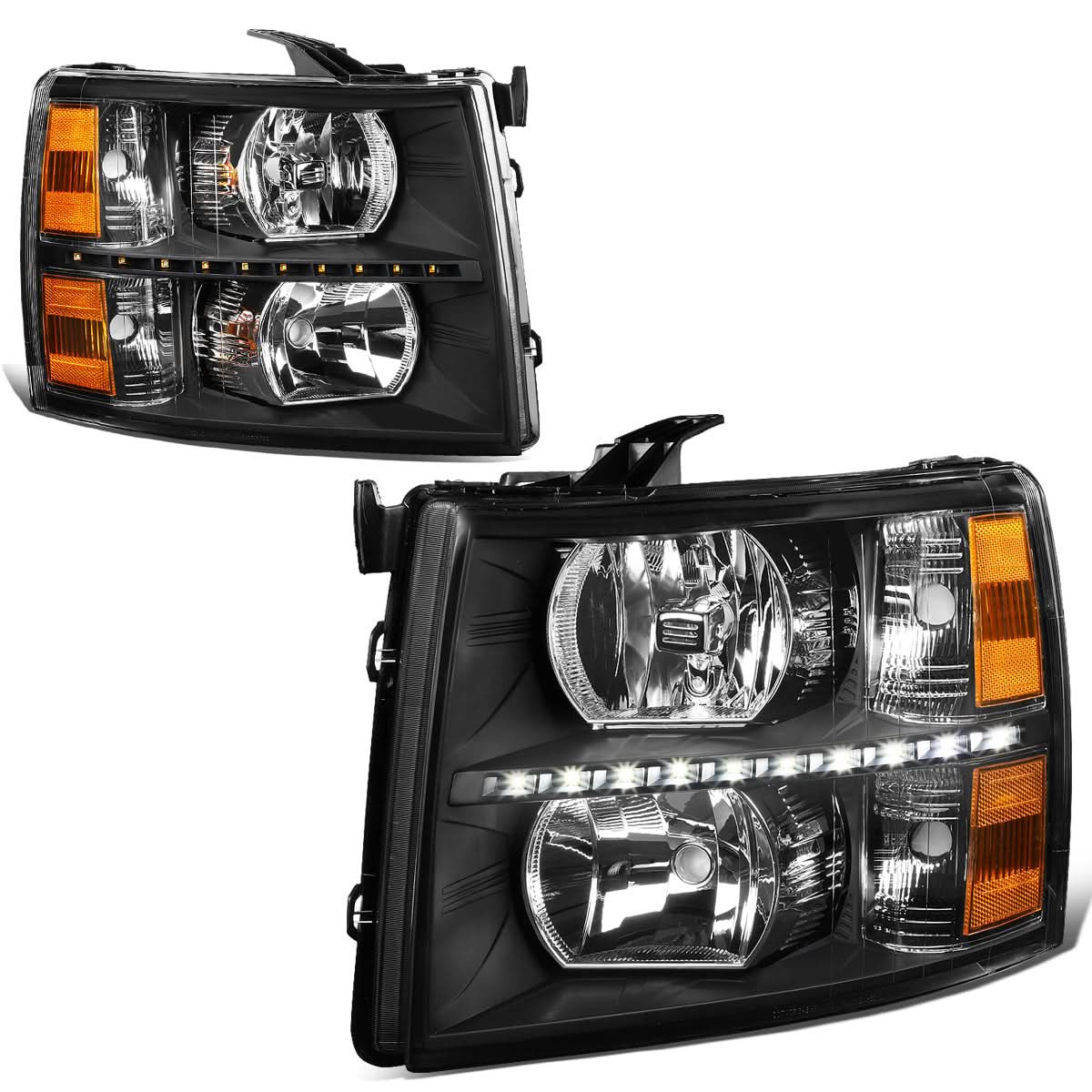 2007-2014 Chevrolet Silverado LED Reflector Headlights Black