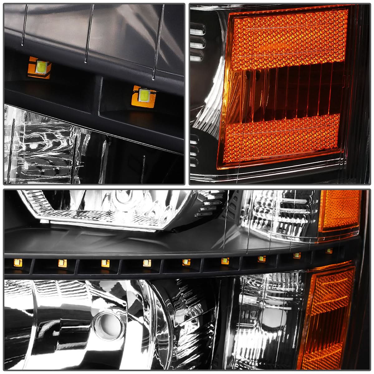 2007-2014 Chevrolet Silverado LED Reflector Headlights Black