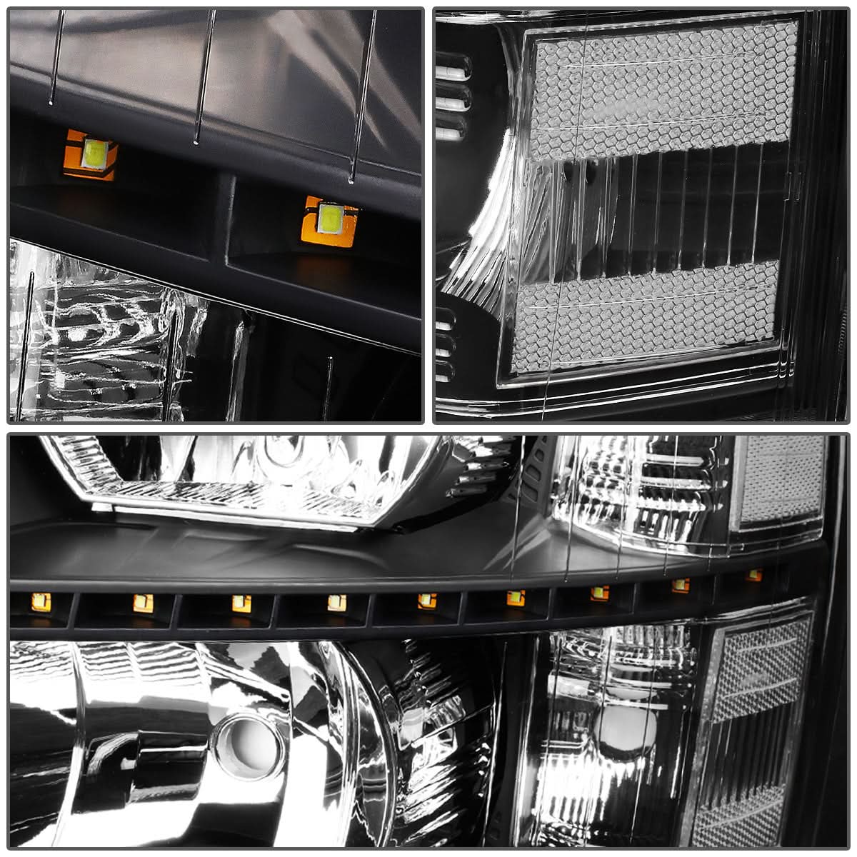 07-14 Chevrolet Silverado LED Reflector Headlights Black Housing