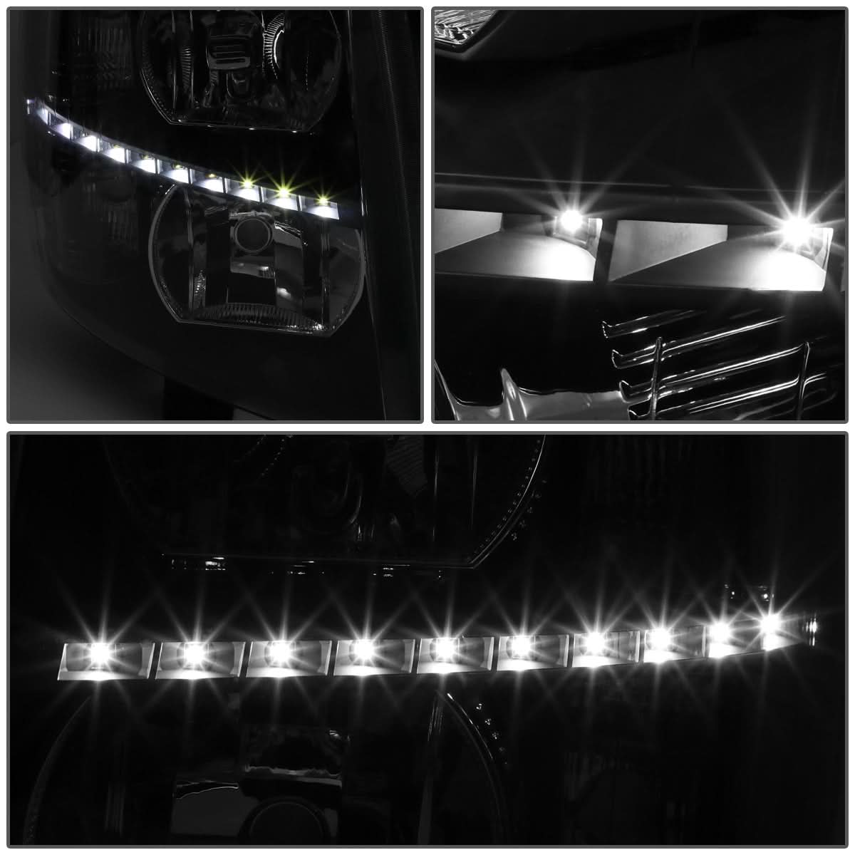 2007-2014 Chevrolet Silverado LED Reflector Headlights - Black/Clear/Smoke