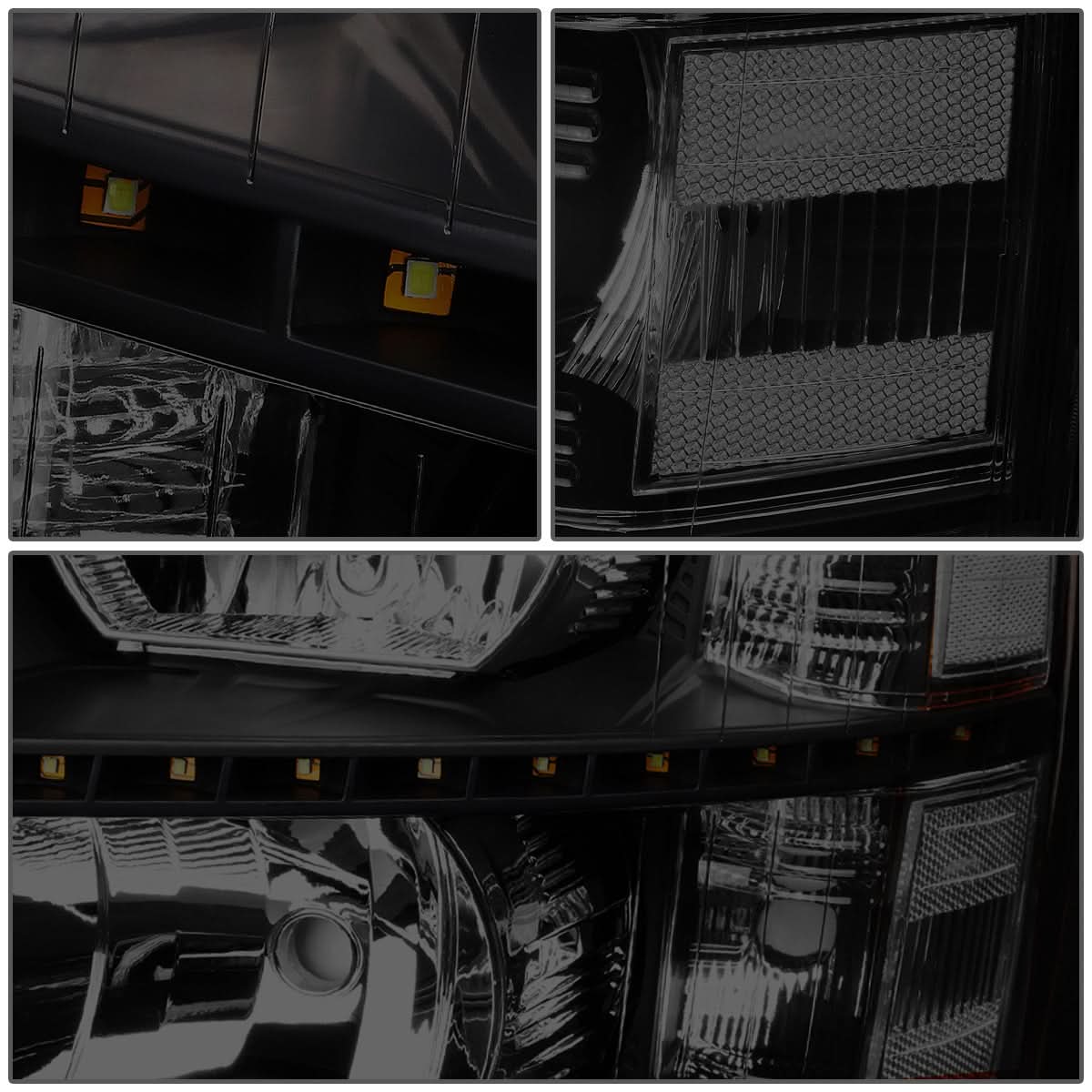 2007-2014 Chevrolet Silverado LED Reflector Headlights - Black/Clear/Smoke
