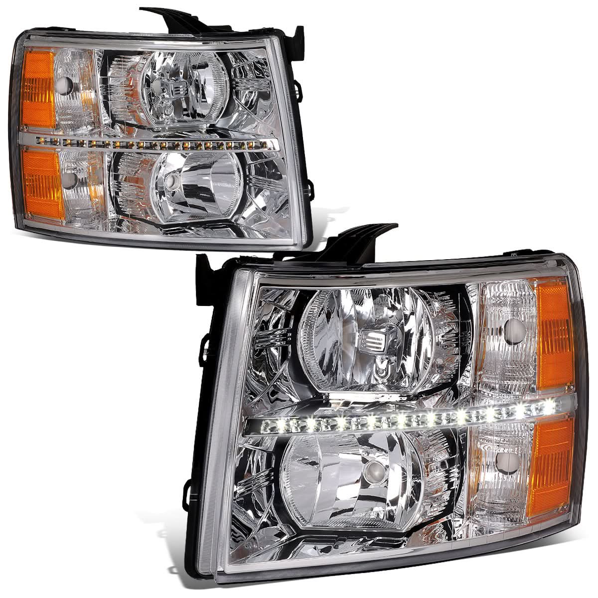 2007-2014 Chevrolet Silverado LED Reflector Headlights Chrome Housing