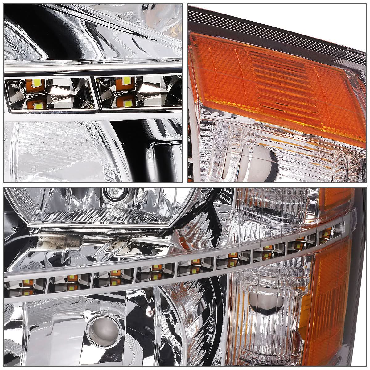 2007-2014 Chevrolet Silverado LED Reflector Headlights Chrome Housing