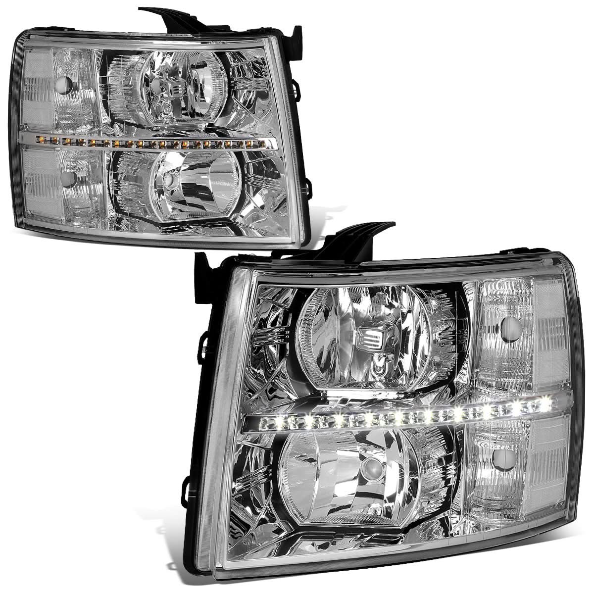 07-14 Chevrolet Silverado LED Reflector Headlights Chrome Housing
