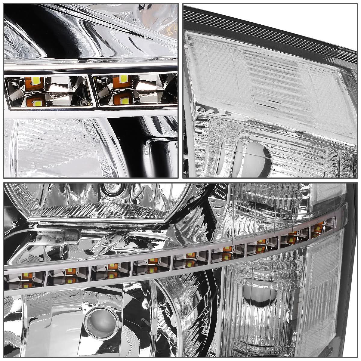 07-14 Chevrolet Silverado LED Reflector Headlights Chrome Housing