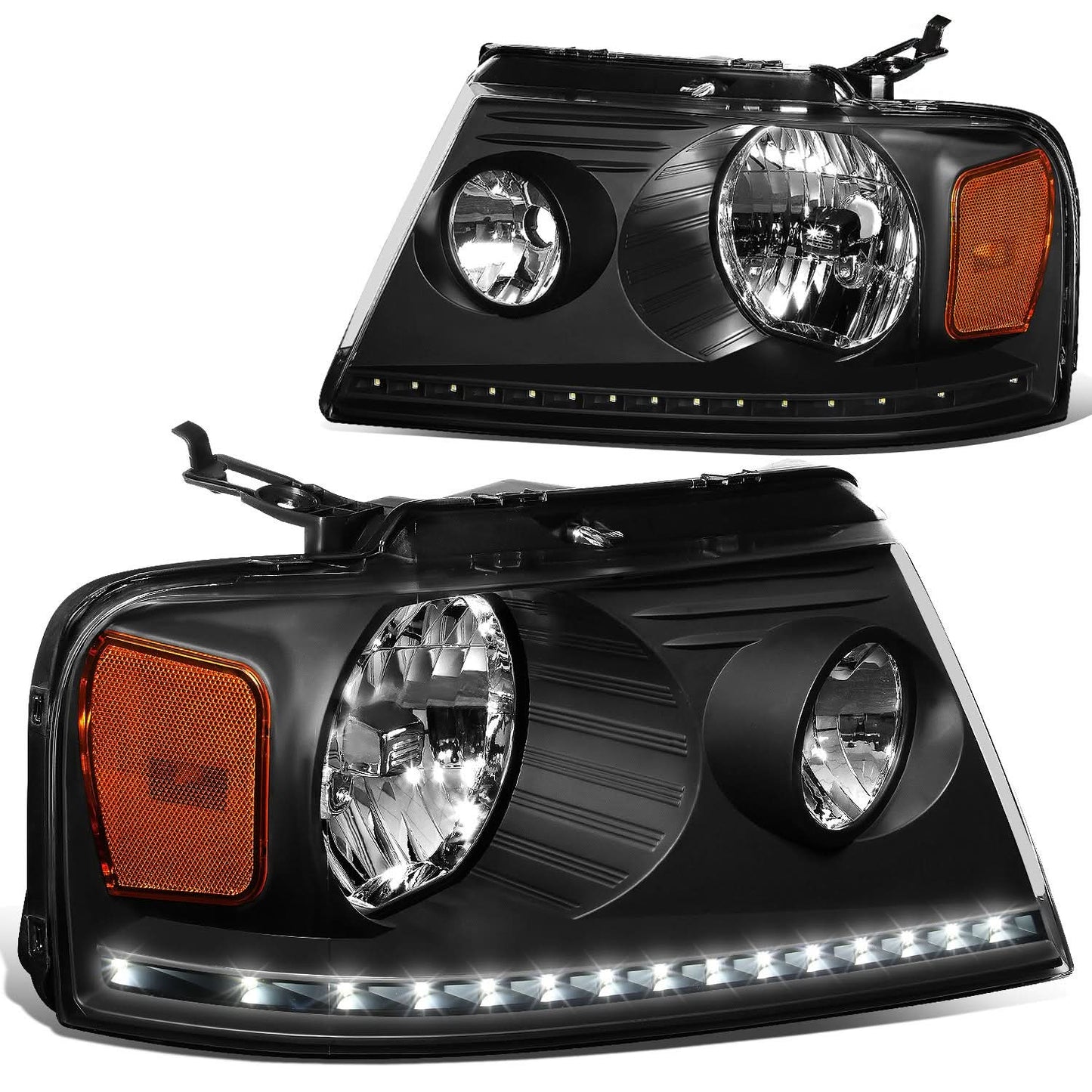 04-08 Ford F-150 / 06-08 Lincoln Mark LT LED DRL Headlights - Black