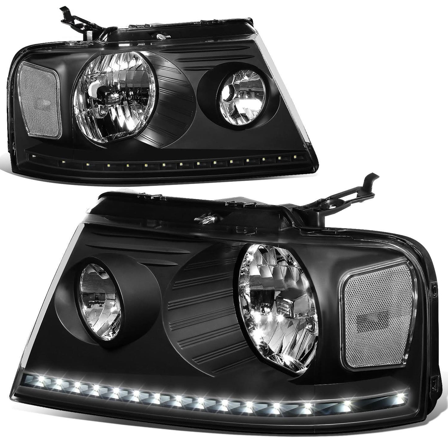 04-08 Ford F-150 / 06-08 Lincoln Mark LT LED DRL Headlights - Black