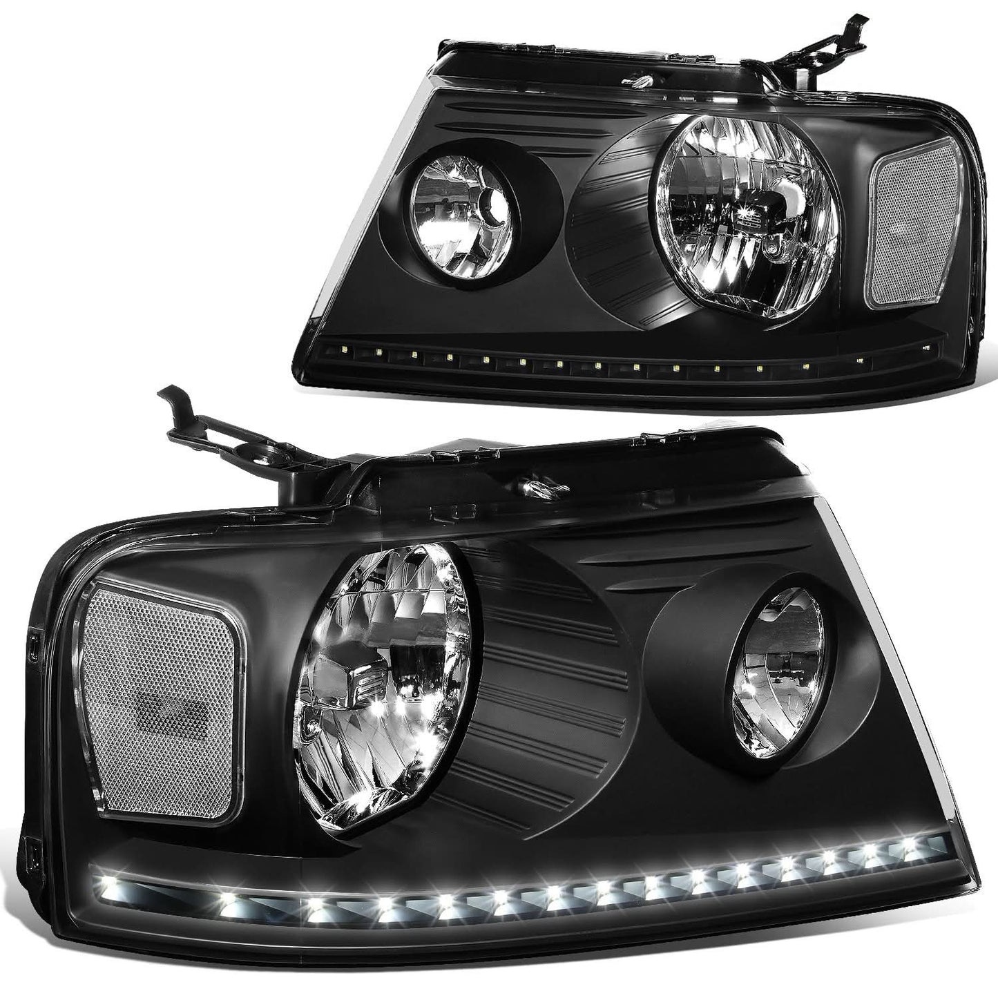 04-08 Ford F-150 / 06-08 Lincoln Mark LT LED DRL Headlights - Black