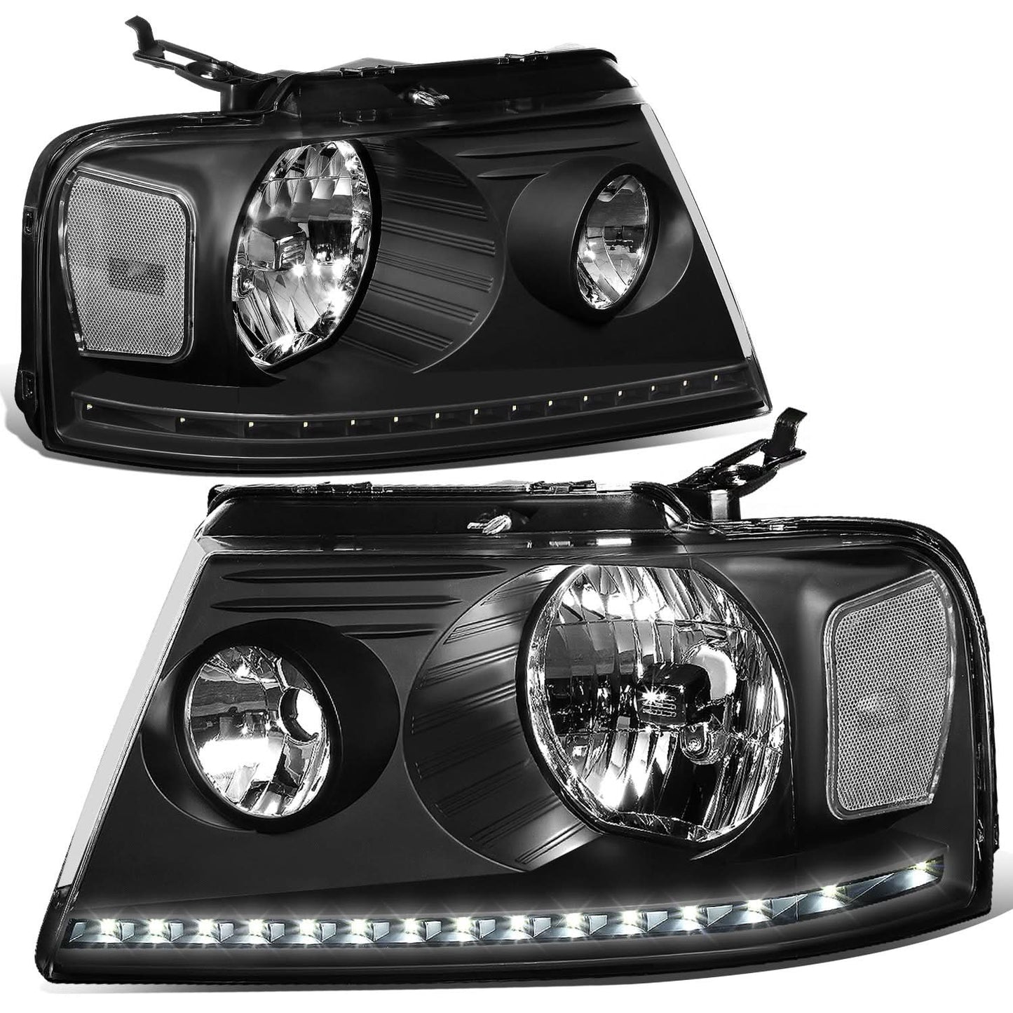 04-08 Ford F-150 / 06-08 Lincoln Mark LT LED DRL Headlights - Black