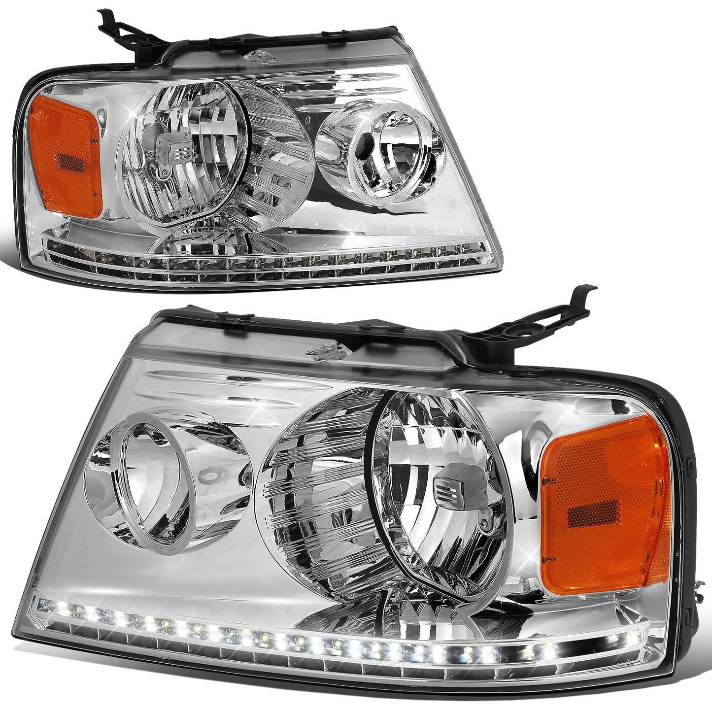 04-08 Ford F-150 / 06-08 Lincoln Mark LT LED DRL Headlights Chrome