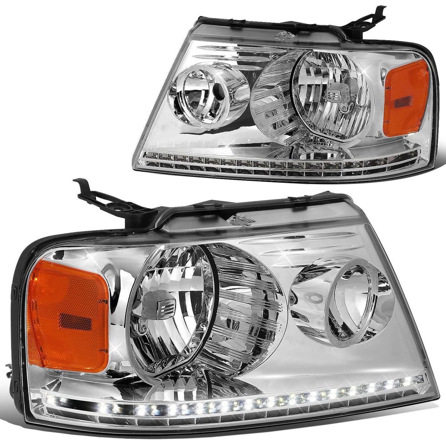04-08 Ford F-150 / 06-08 Lincoln Mark LT LED DRL Headlights Chrome