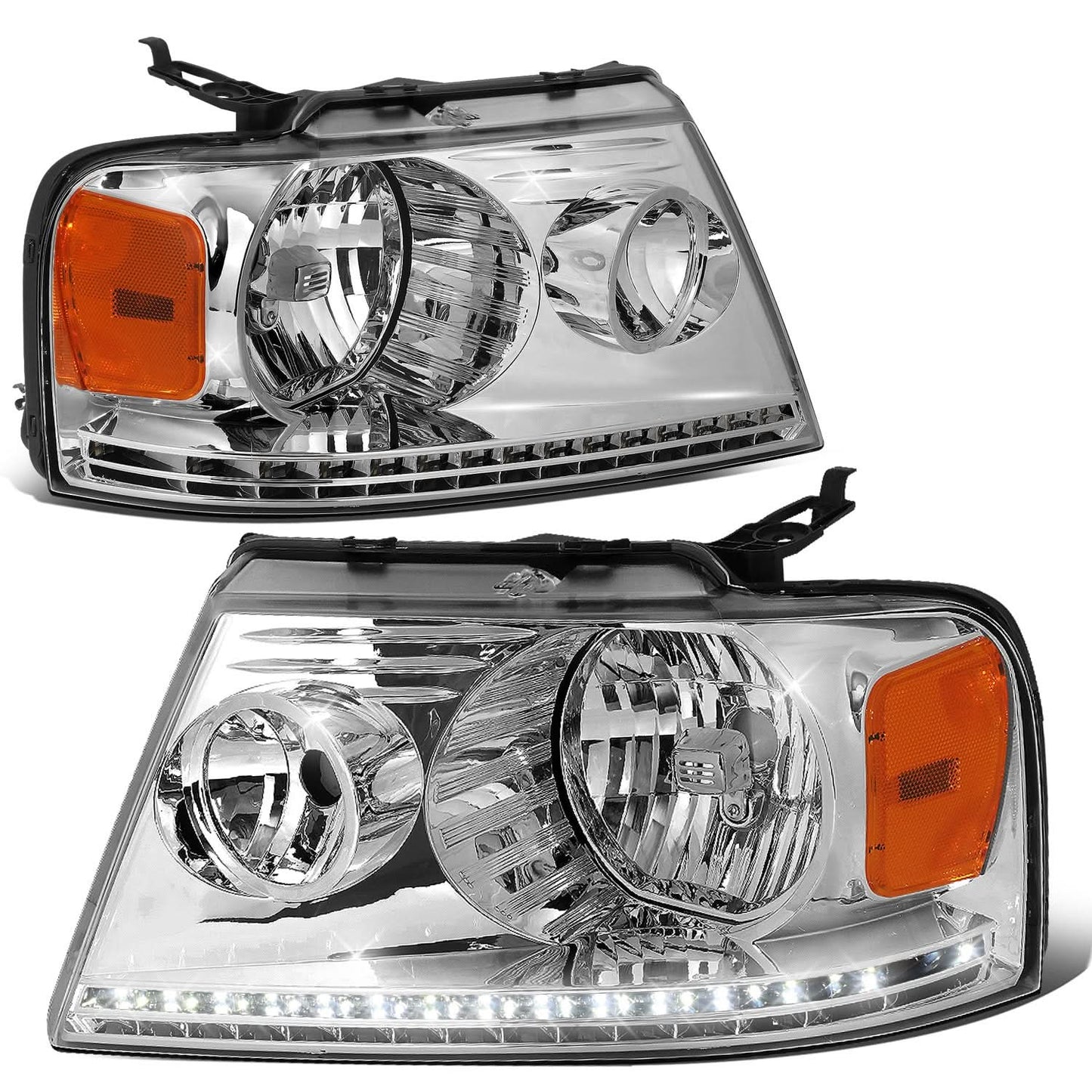 04-08 Ford F-150 / 06-08 Lincoln Mark LT LED DRL Headlights Chrome