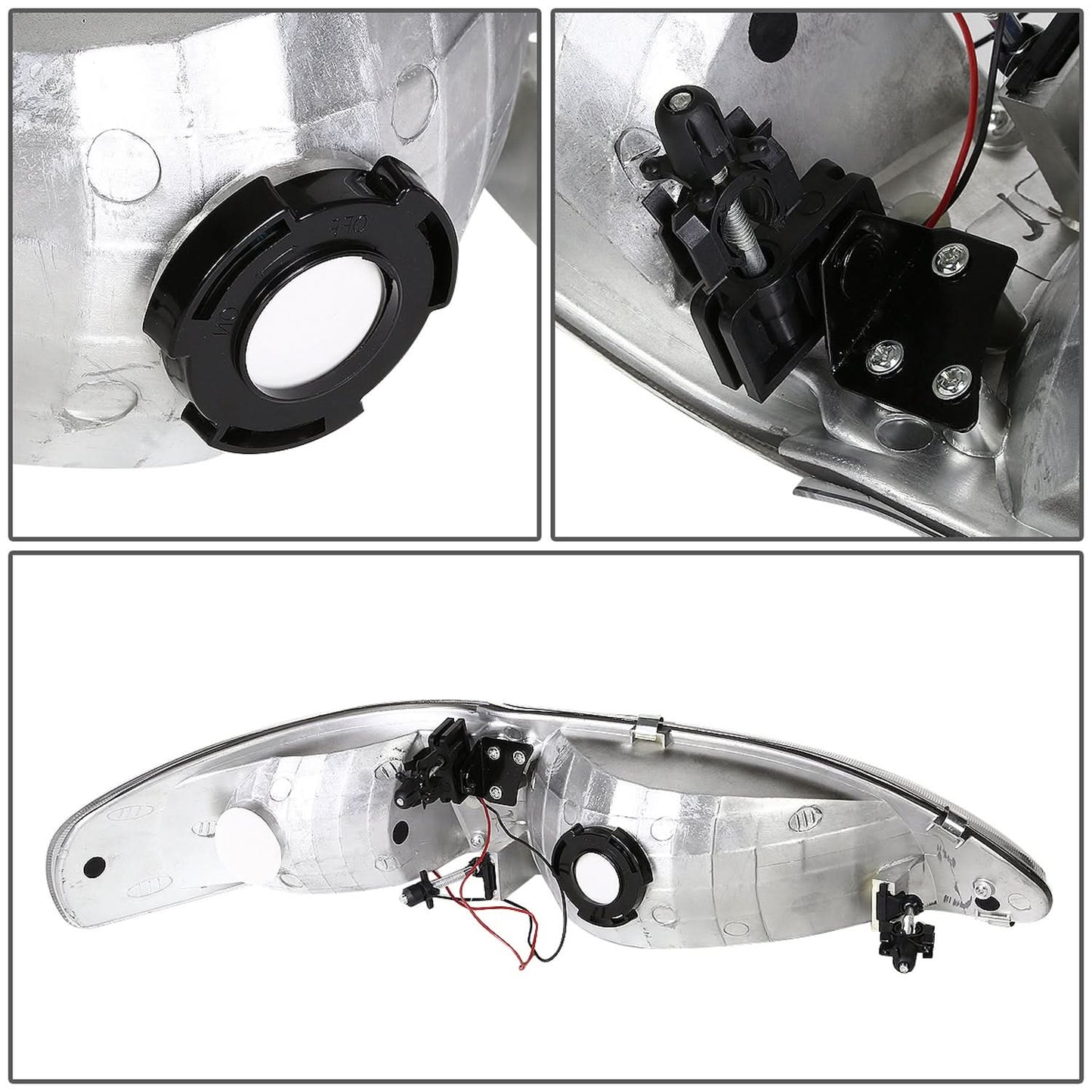 94-98 Ford Mustang LED Headlights - Black Housing w/ Amber Corner