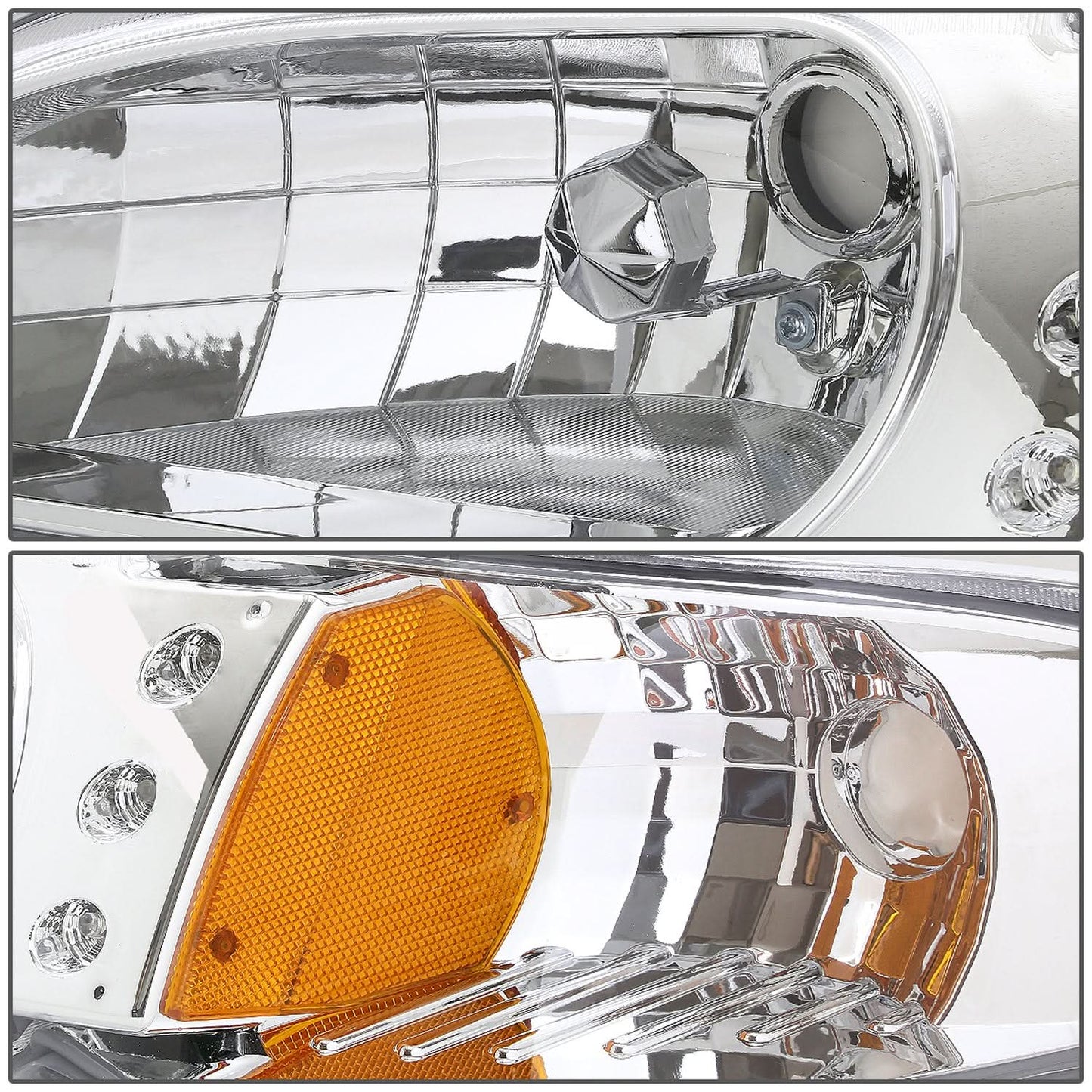 94-98 Ford Mustang Chrome LED Headlights with Amber Corner