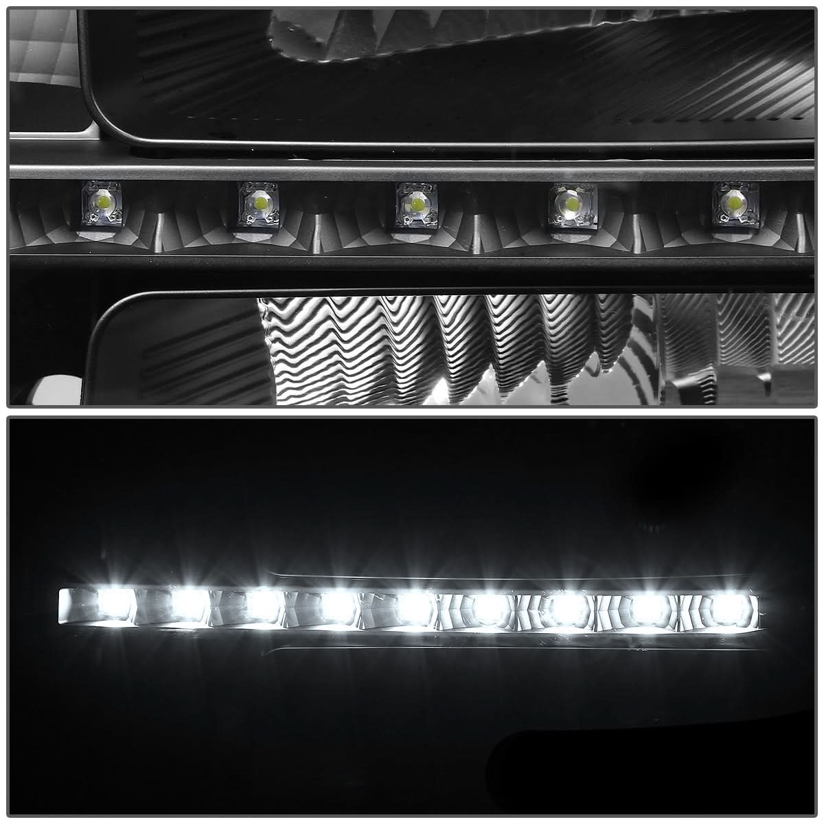 2007-2014 GMC Sierra LED DRL Headlights Black Housing Amber Corner