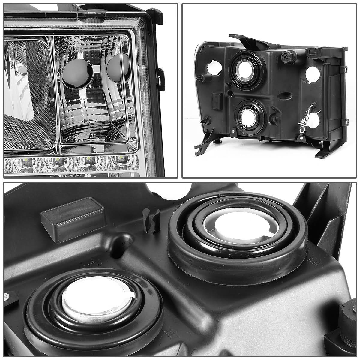 2007-2014 GMC Sierra LED DRL Headlights Chrome Housing Amber Corner