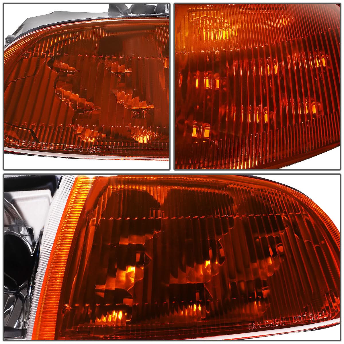 92-95 Honda Civic LED DRL Headlights - Black Housing / Amber Corner