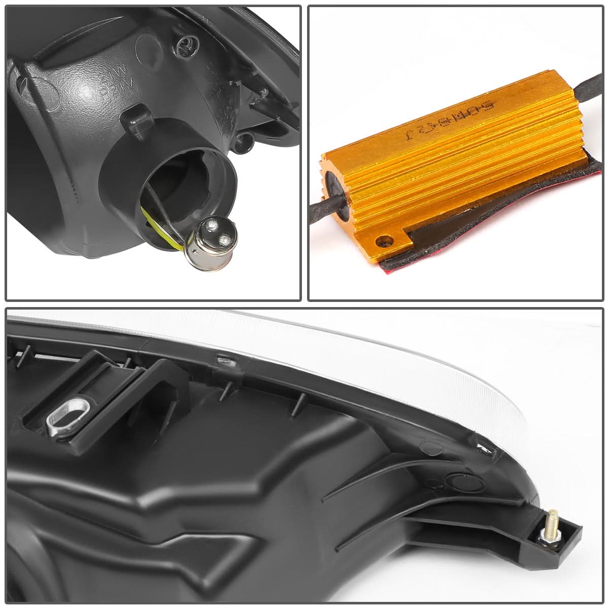 92-95 Honda Civic LED DRL Headlights - Black Housing / Amber Corner