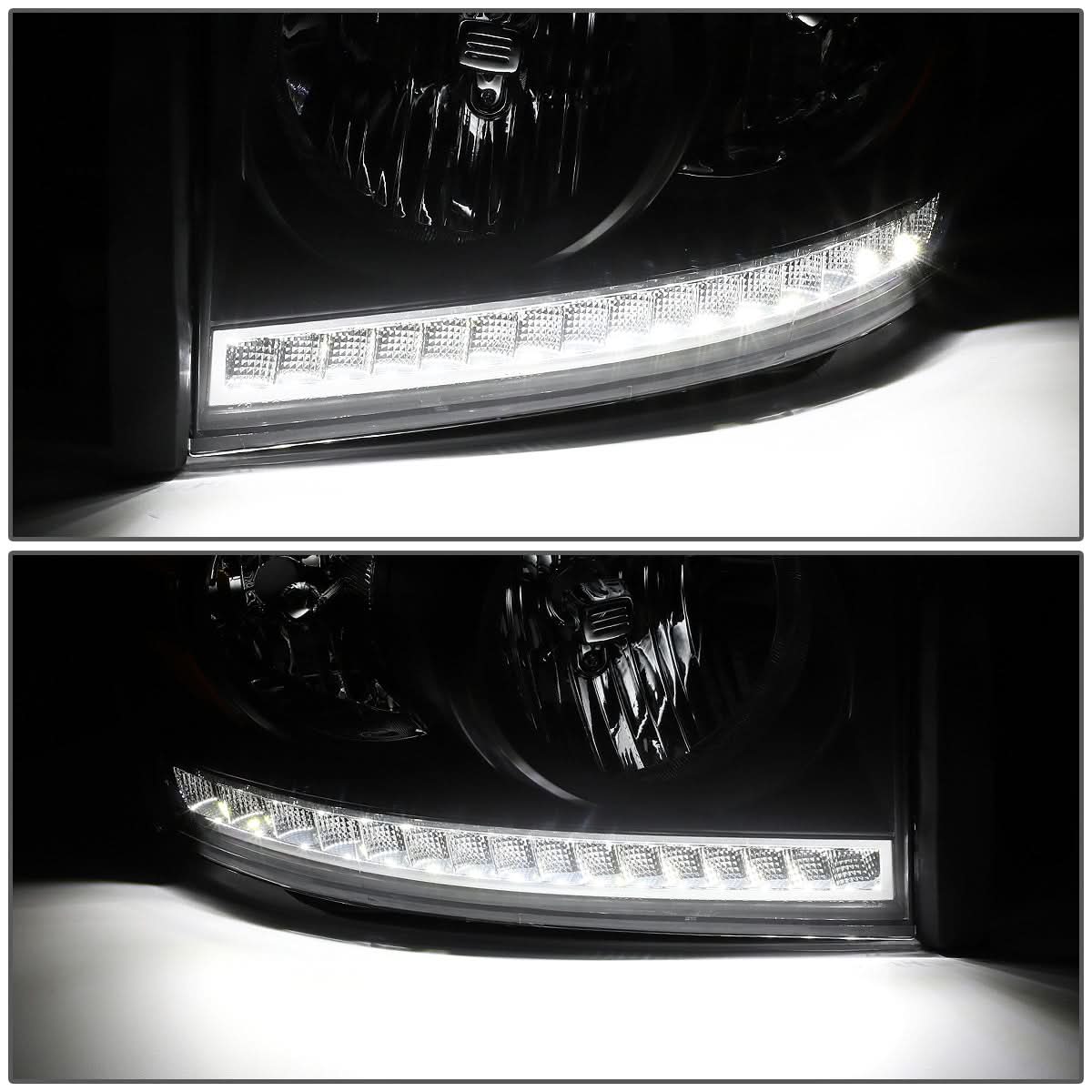 06-09 Dodge Ram LED DRL Headlights - Black Housing Amber Corner