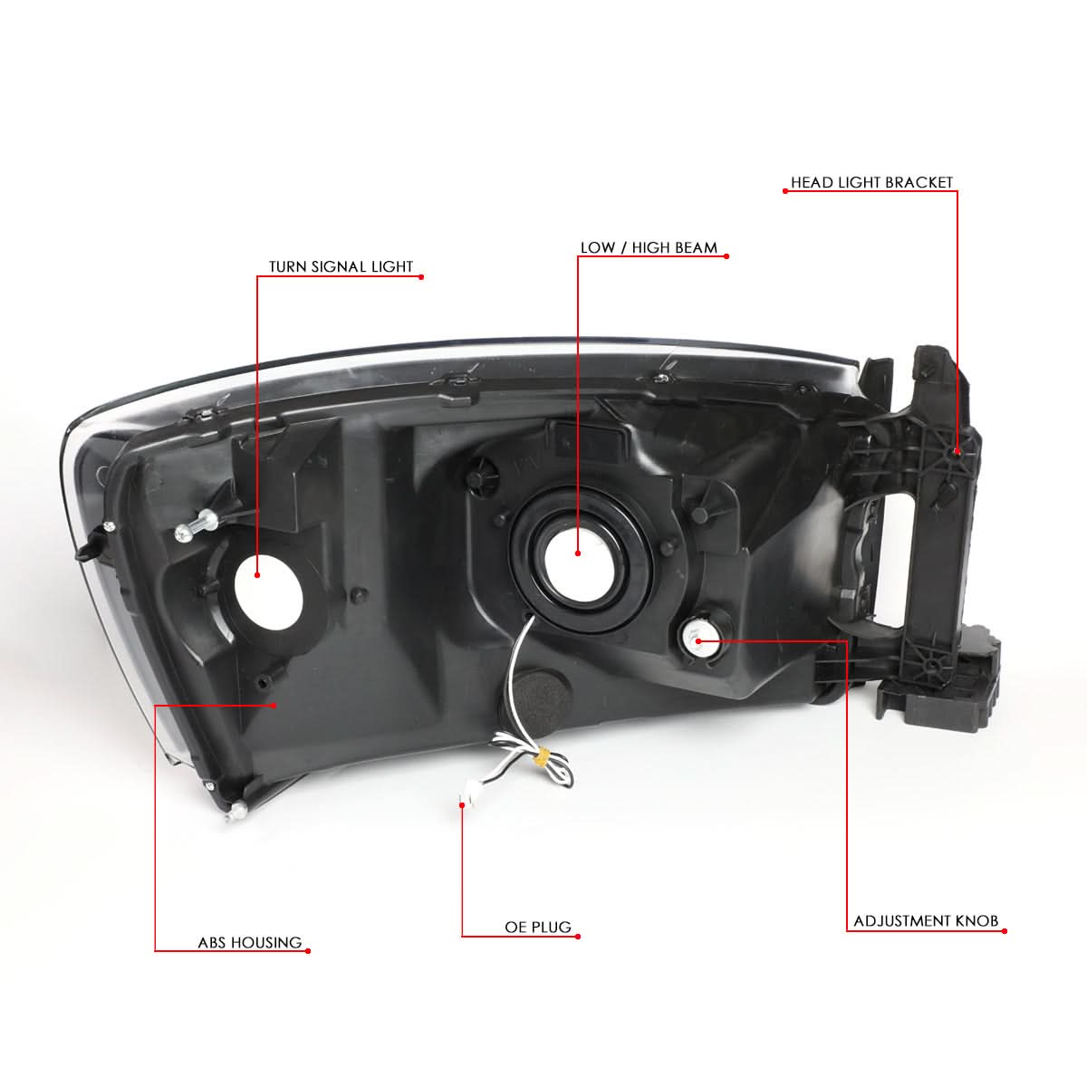 06-09 Dodge Ram LED DRL Headlights - Black Housing Amber Corner