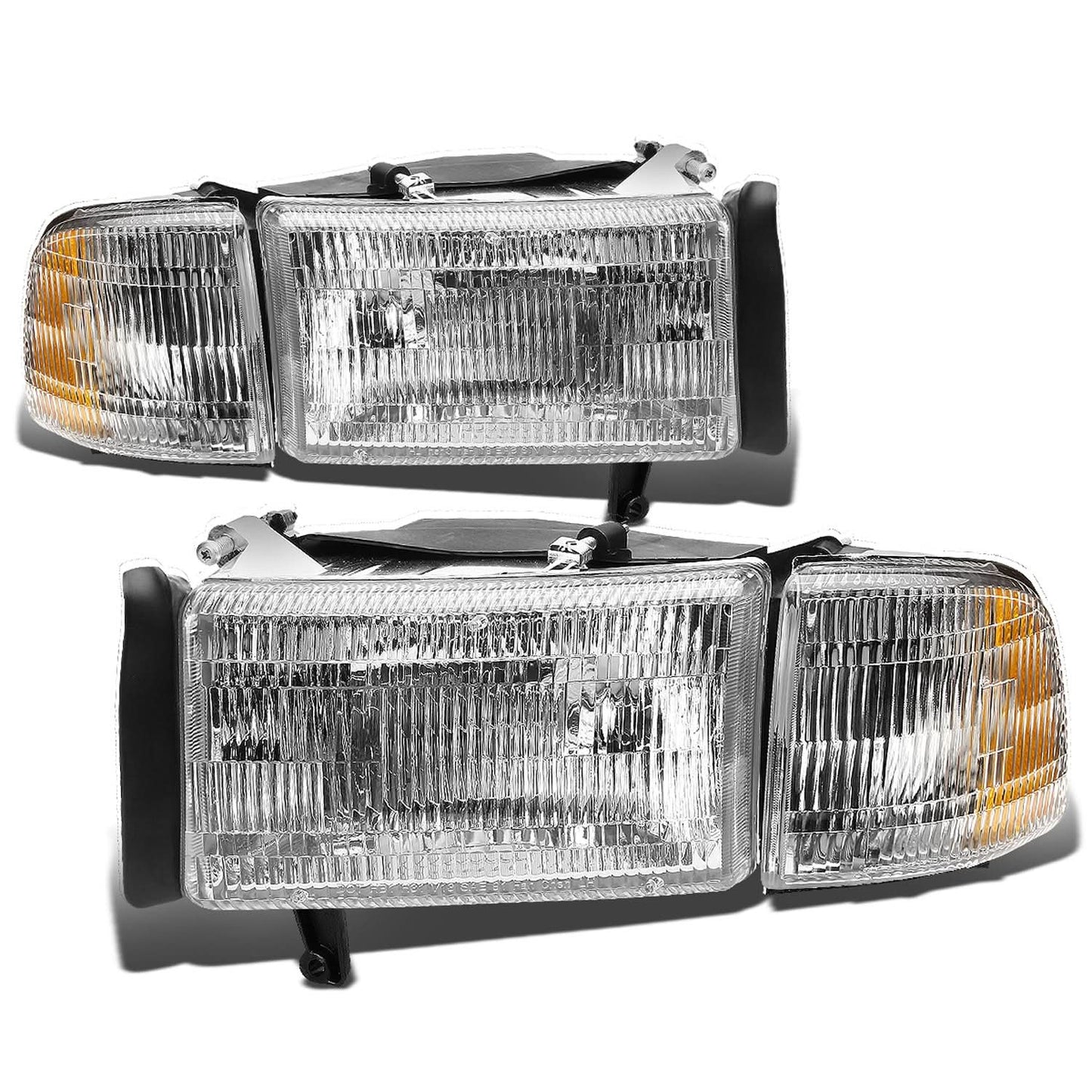 94-02 Dodge Ram OEM Style Headlights Chrome Housing 4PC Kit