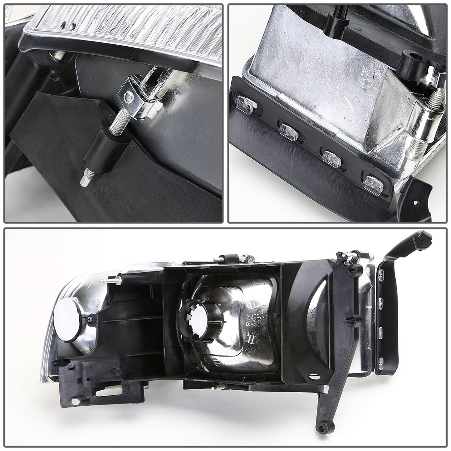 94-02 Dodge Ram OEM Style Headlights Chrome Housing 4PC Kit
