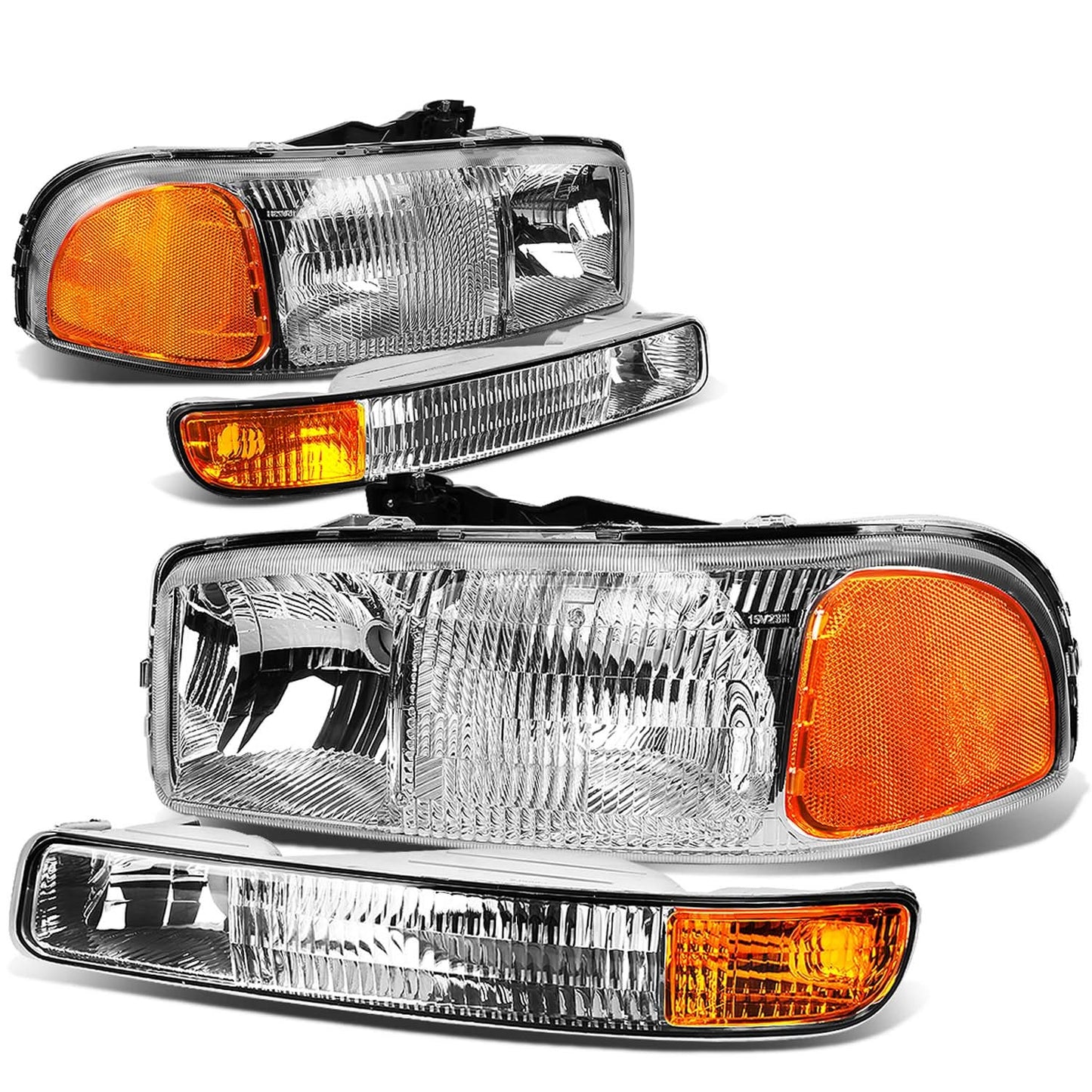 99-07 GMC Sierra OEM Style 4PC Chrome Headlights with Amber Corner