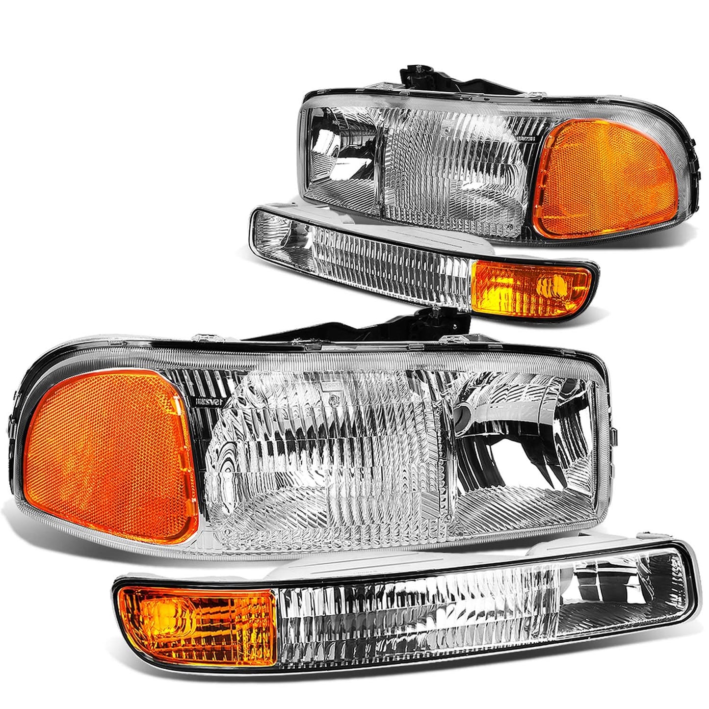 99-07 GMC Sierra OEM Style 4PC Chrome Headlights with Amber Corner