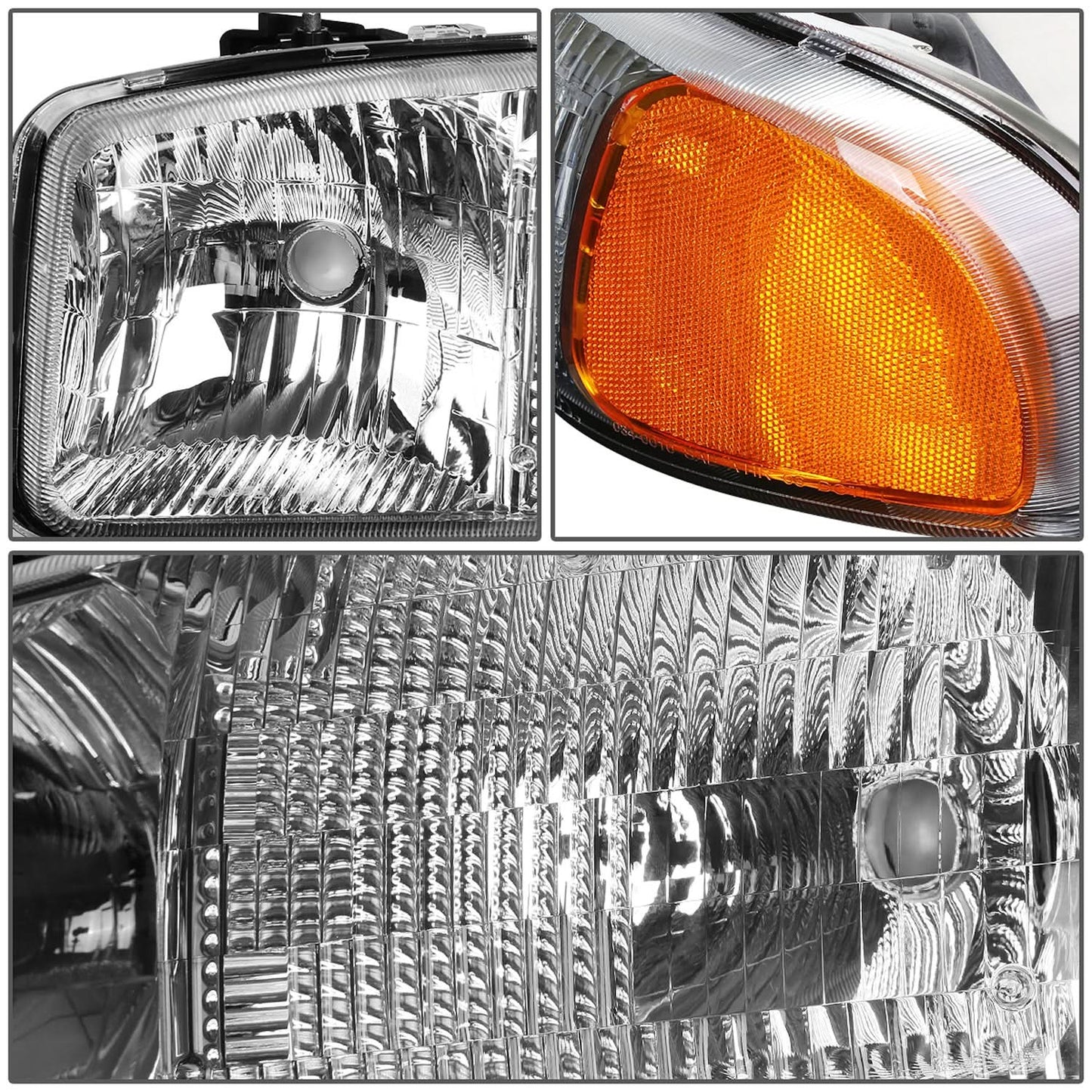 99-07 GMC Sierra OEM Style 4PC Chrome Headlights with Amber Corner