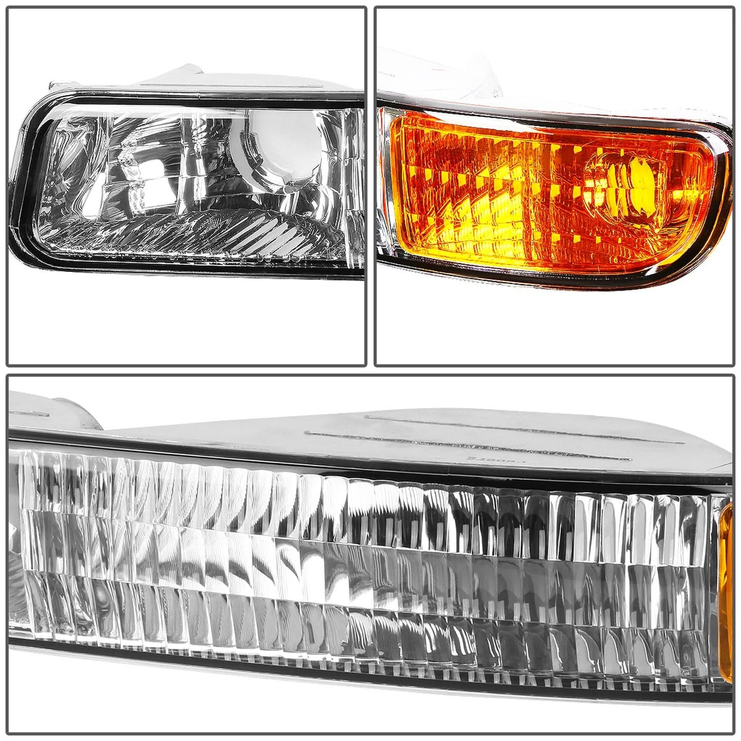 99-07 GMC Sierra OEM Style 4PC Chrome Headlights with Amber Corner