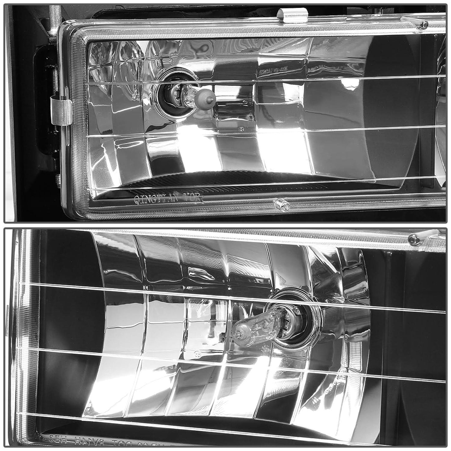 94-00 GMC C10 8PC Headlight Set - Black Housing Clear Corner