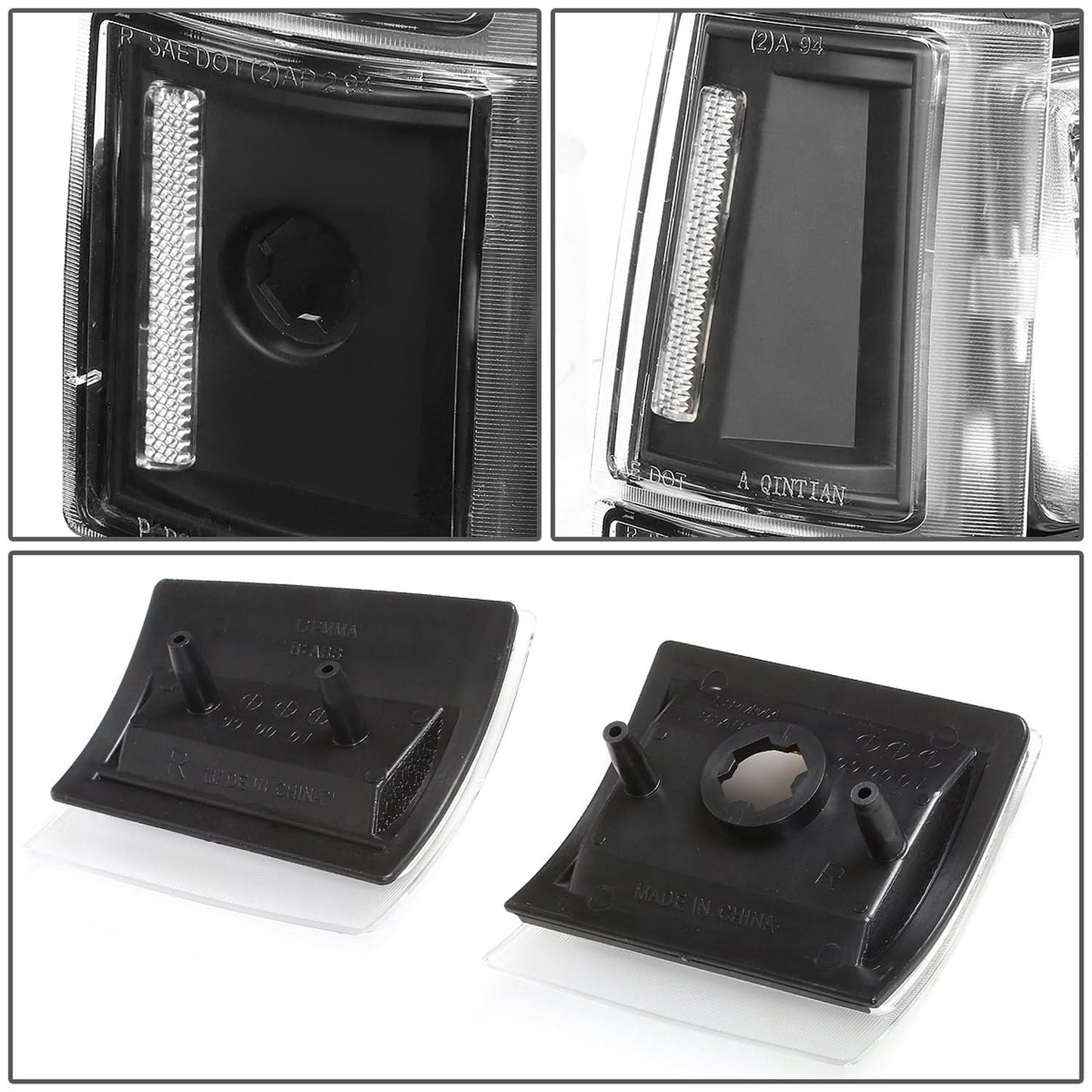 94-00 GMC C10 8PC Headlight Set - Black Housing Clear Corner