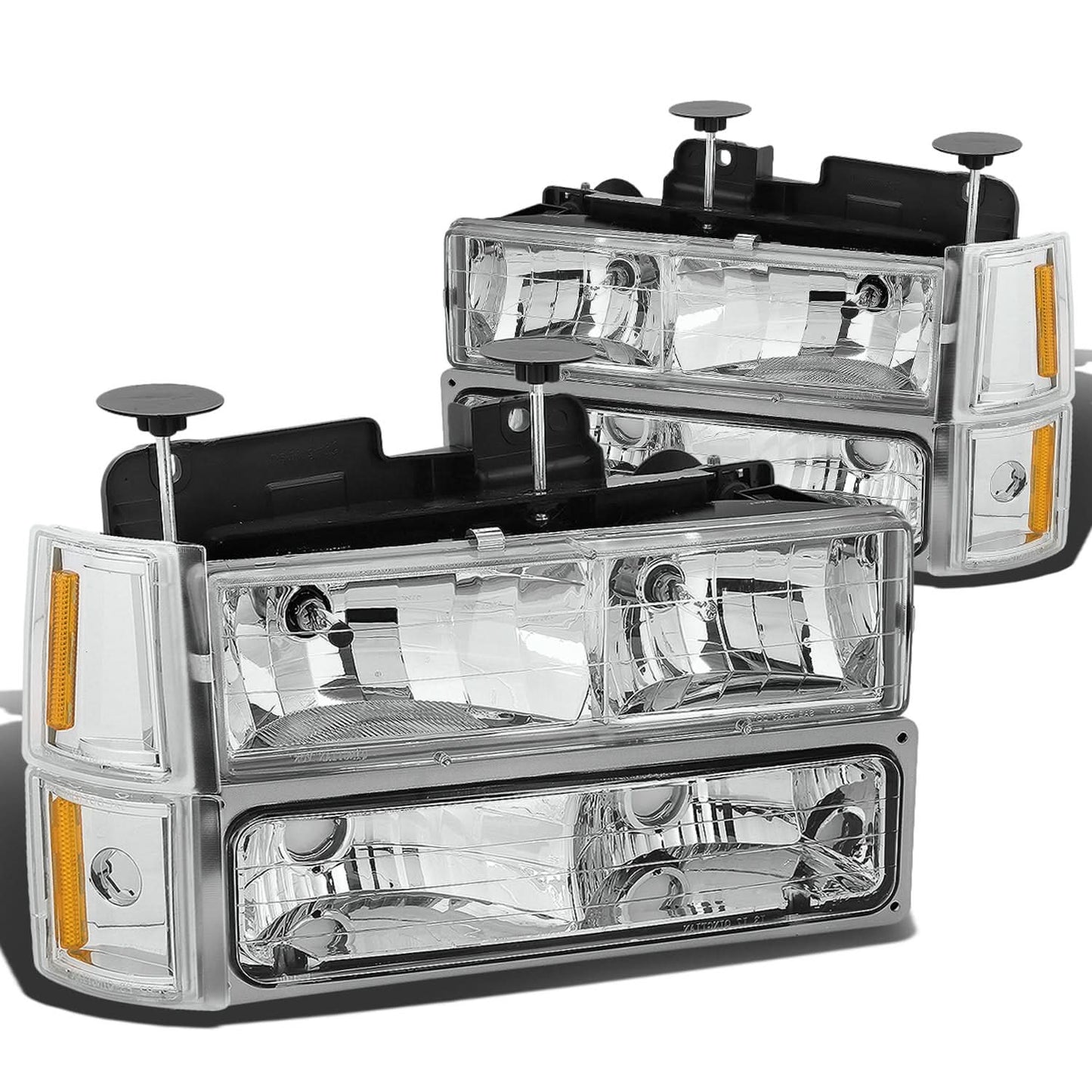 94-00 GMC C10 Chrome Housing Headlights w/ Amber Corner 8PC Kit