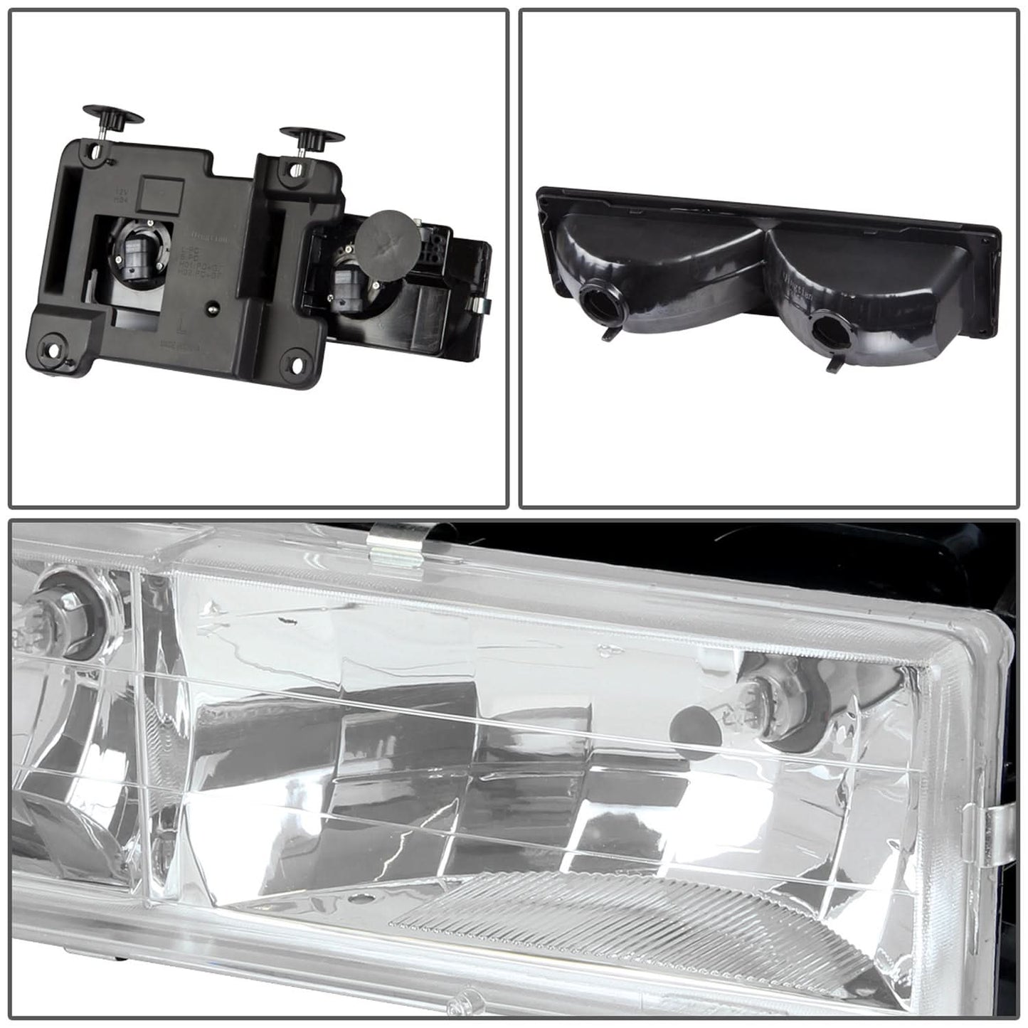 88-93 Chevrolet C10 Chrome Housing Clear Corner 8PC Headlight Set