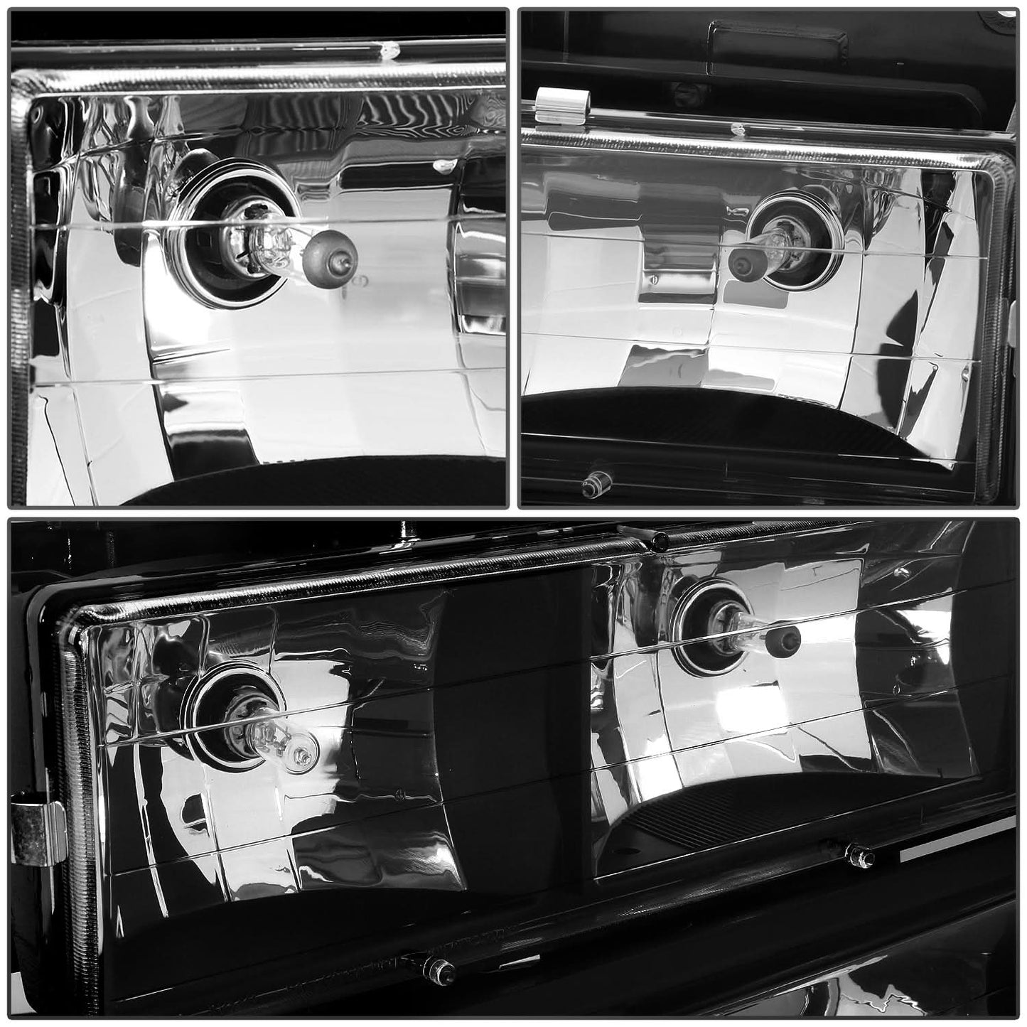 94-98 Chevrolet C10 Black Housing Headlights with Clear Corners 8PC