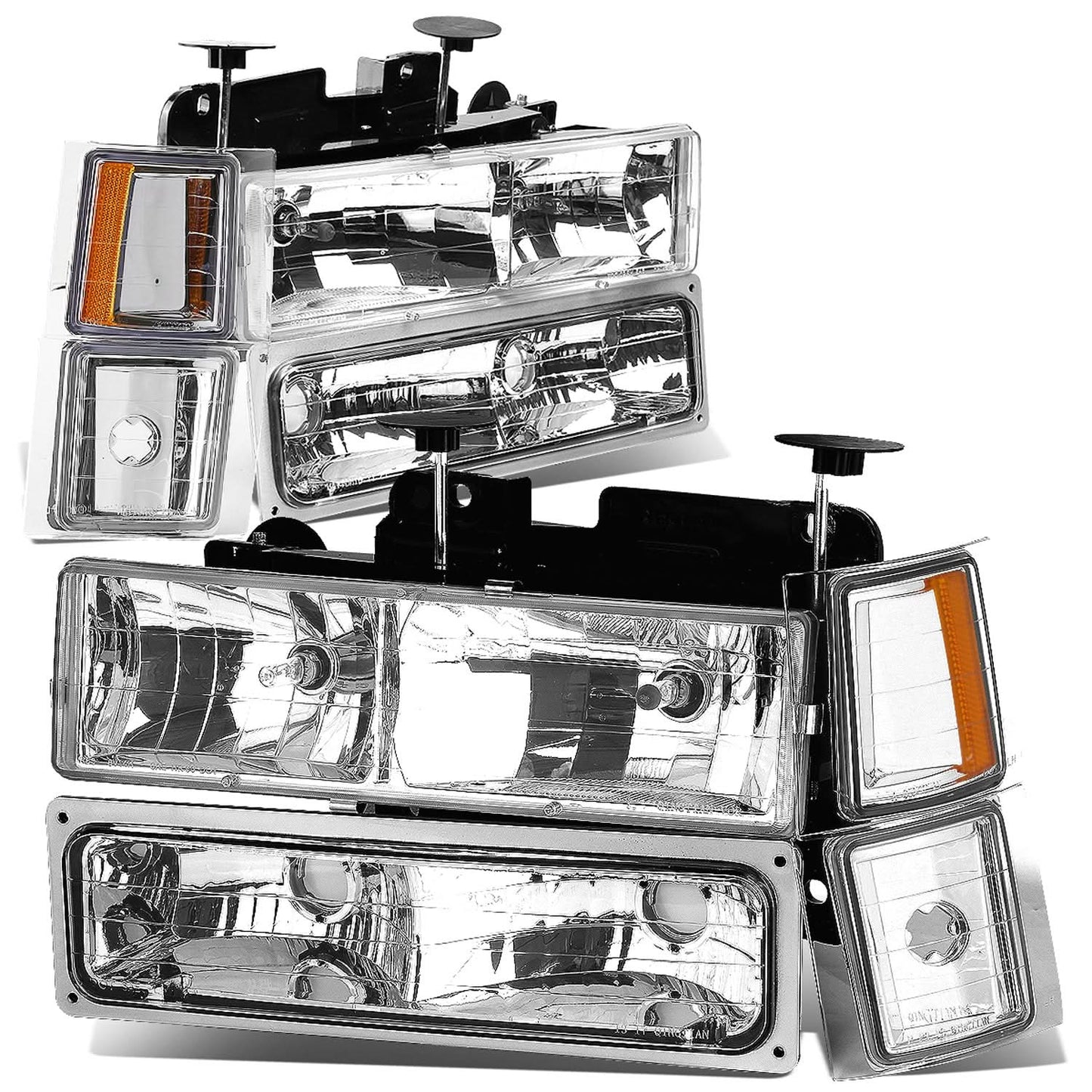 94-98 Chevrolet C10 Chrome Housing Headlights w/ Amber Corner 8PC