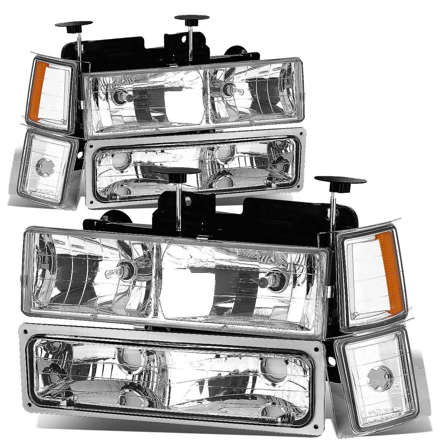 94-98 Chevrolet C10 Chrome Housing Headlights w/ Amber Corner 8PC