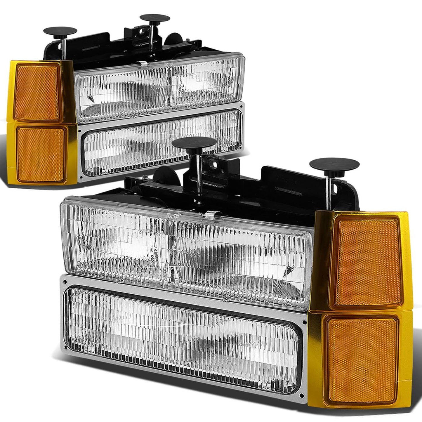 94-98 Chevrolet C10 OEM Style 8PC Headlight Set Chrome Housing