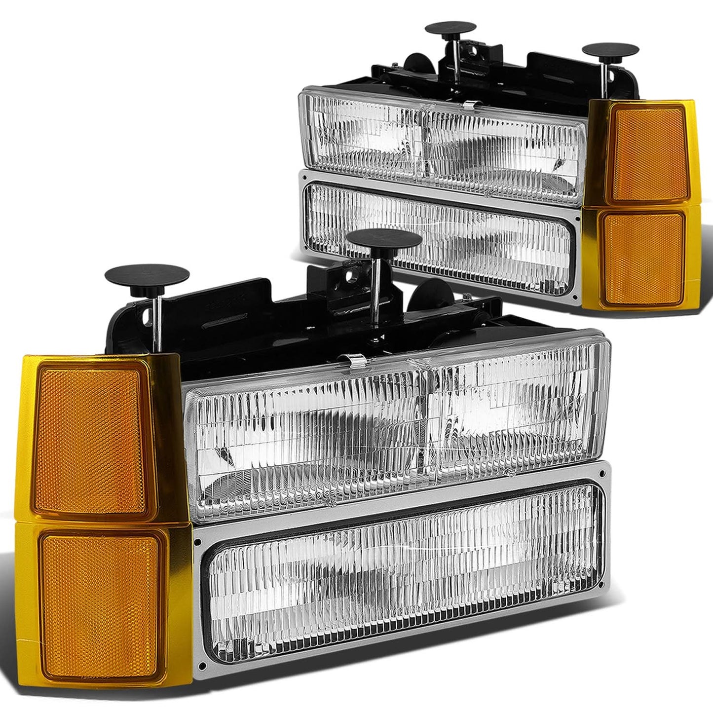 94-98 Chevrolet C10 OEM Style 8PC Headlight Set Chrome Housing