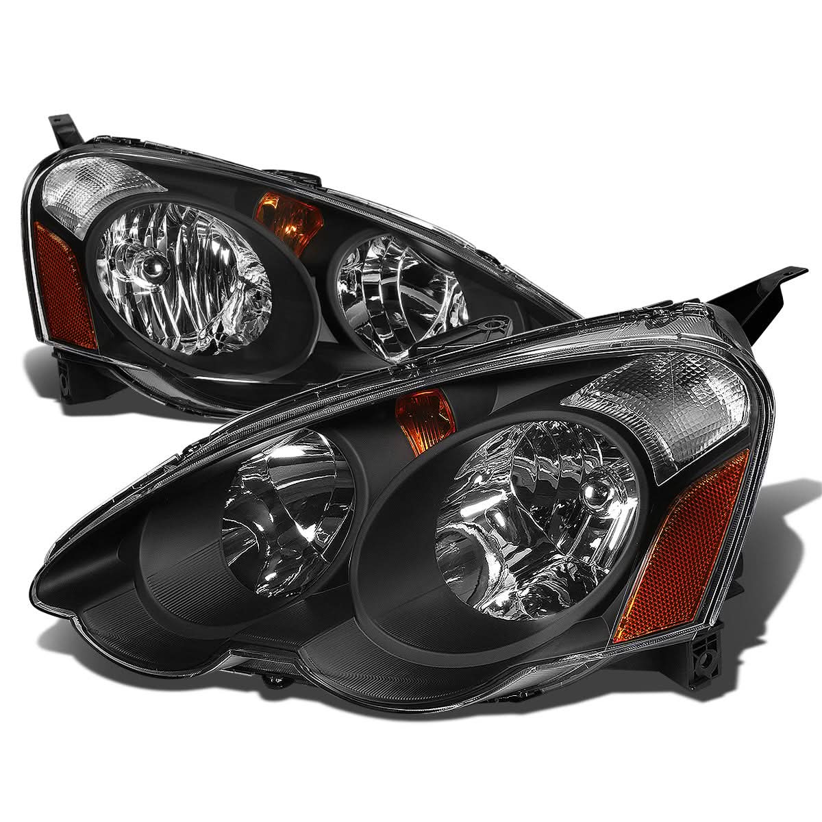 02-04 Acura RSX Black Housing Amber Corner Headlights