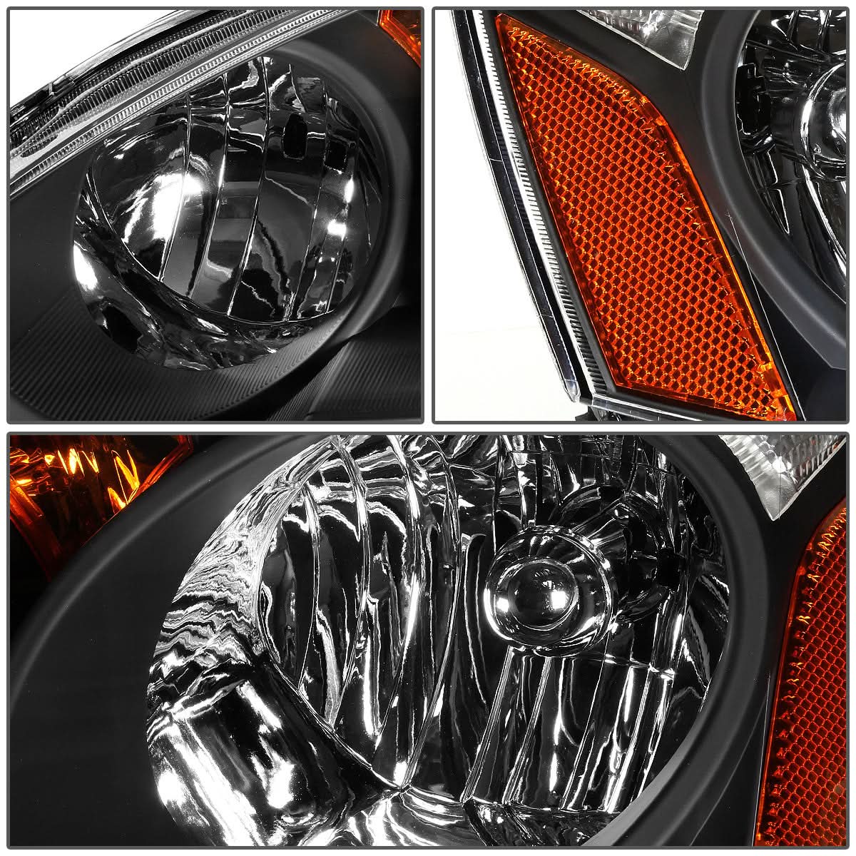 02-04 Acura RSX Black Housing Amber Corner Headlights